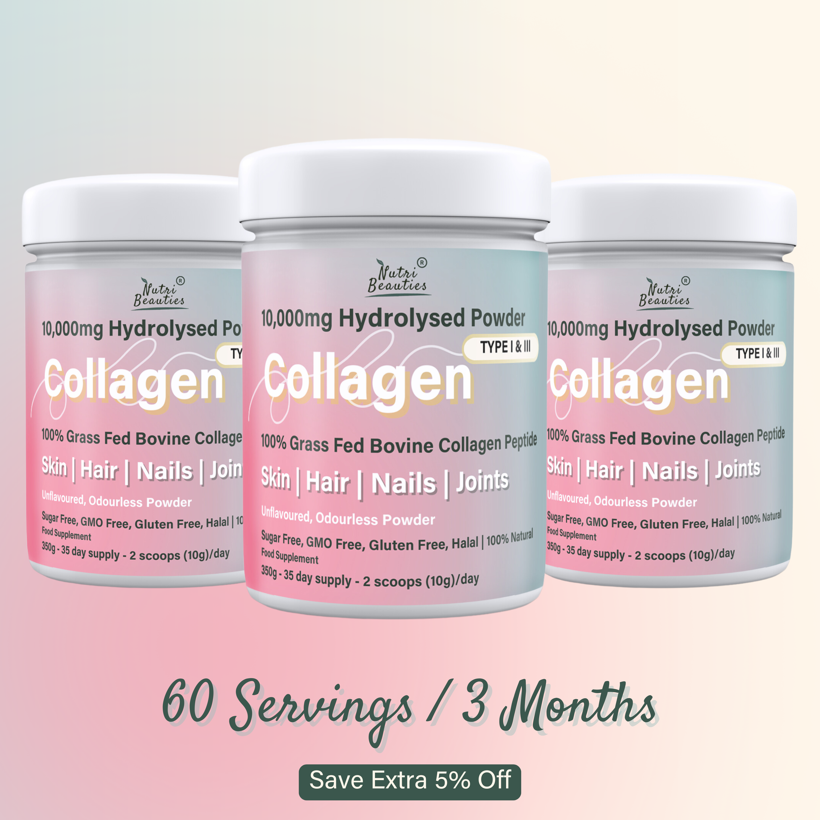 Pure Grass Fed Bovine Collagen Peptides Powder 10,000Mg (NB)