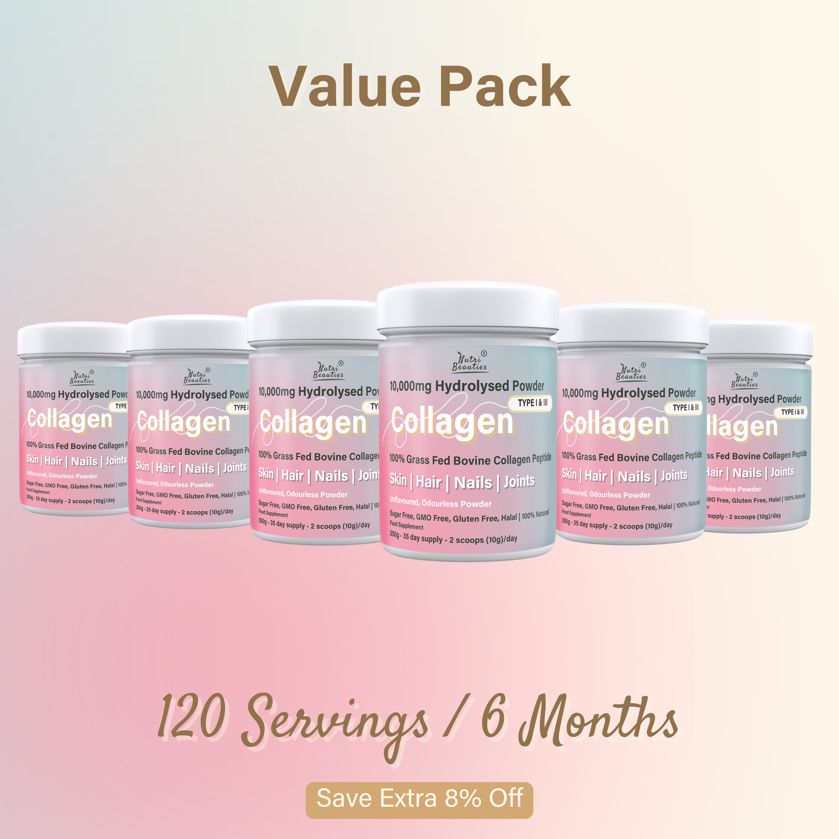 Pure Grass Fed Bovine Collagen Peptides Powder 10,000Mg (NB)