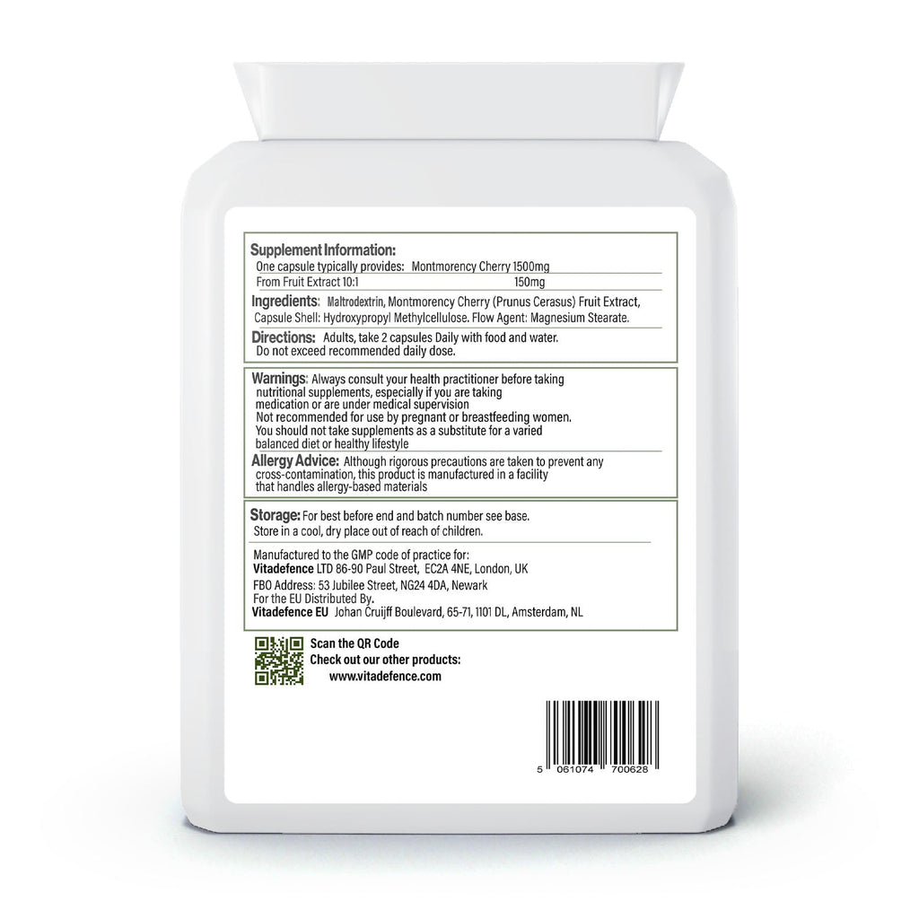 Vitadefence® Montmorency | Pure Cherry Extract 1500mg – 90 Capsules