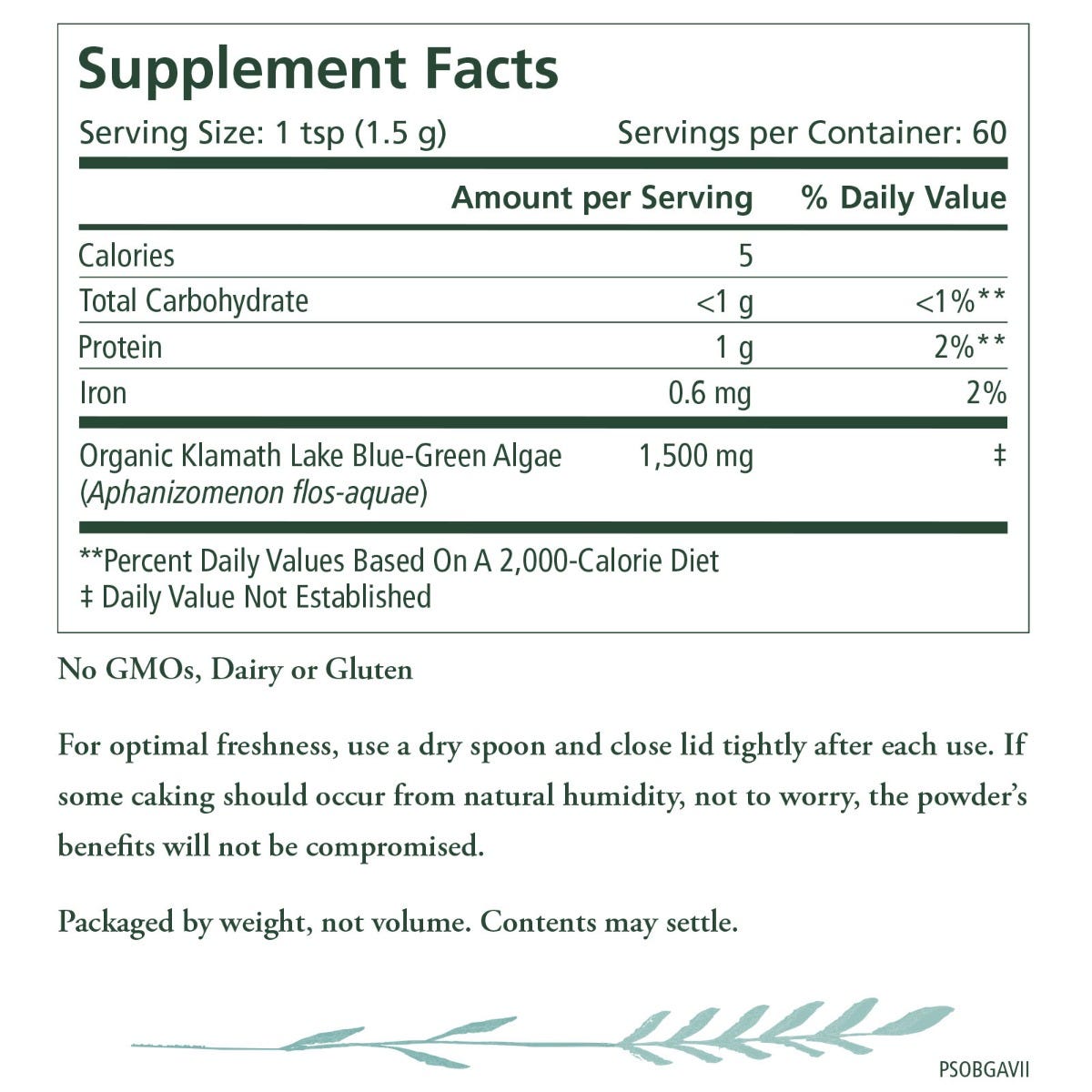 Pure Synergy Organic Blue-Green Algae Powder