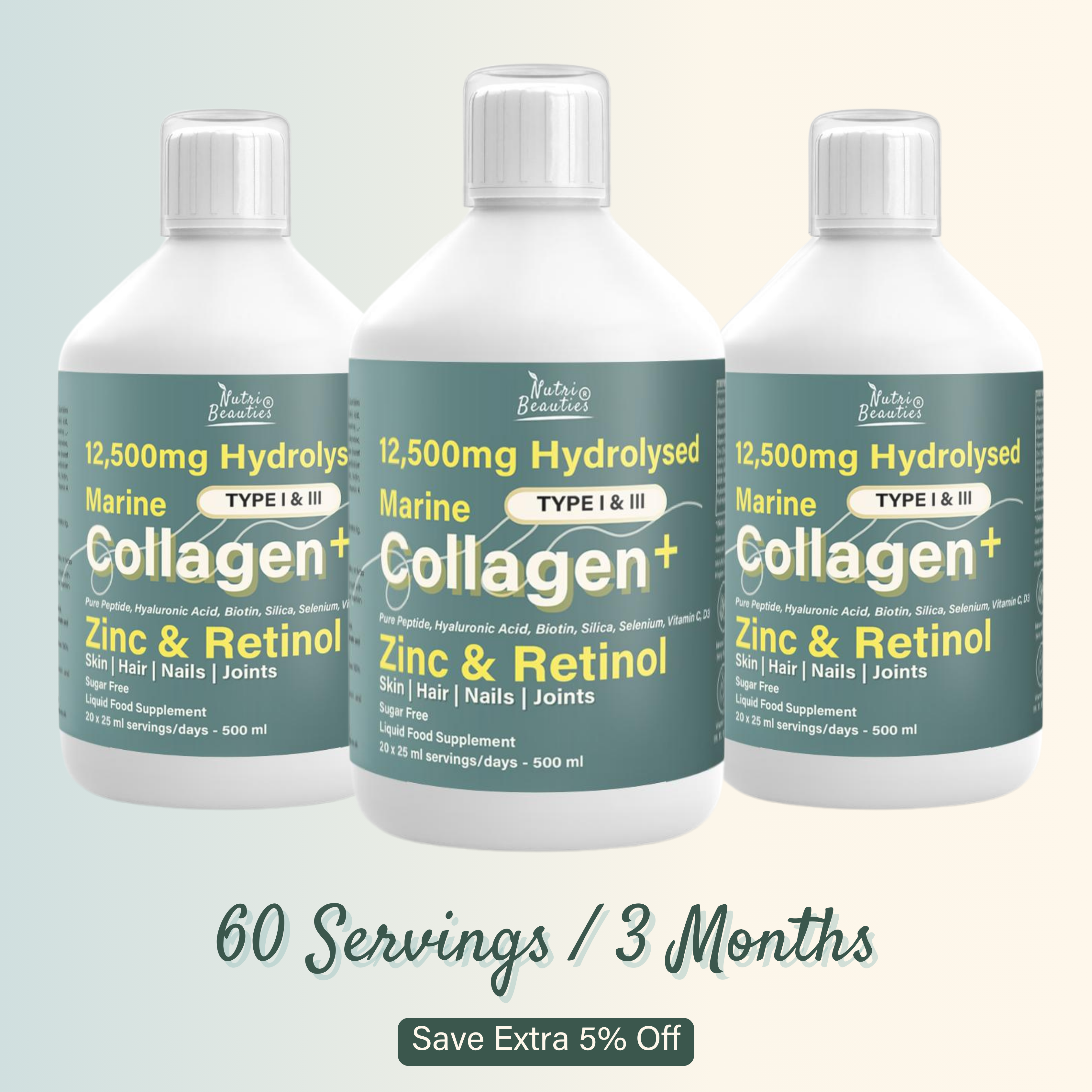 12,500mg Hydrolysed Marine Collagen PLUS Zinc & Retinol (NB)