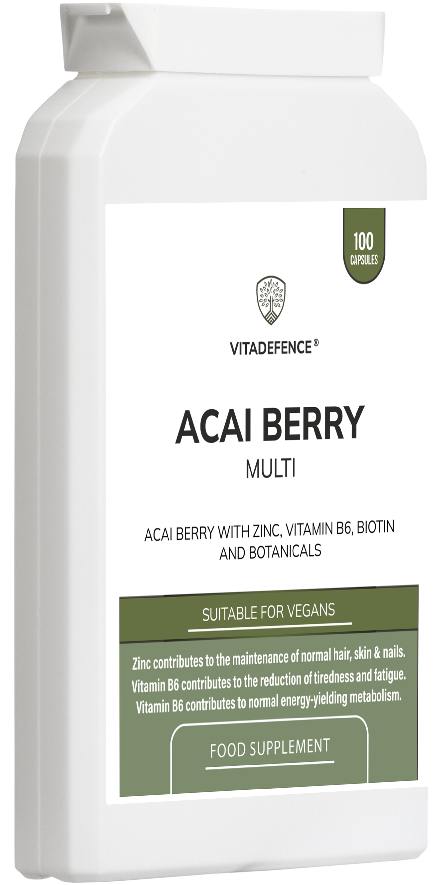 Vitadefence® Acai Berry Multi | With Vitamin B6, Zinc, Biotin & Botanicals – 100 Capsules