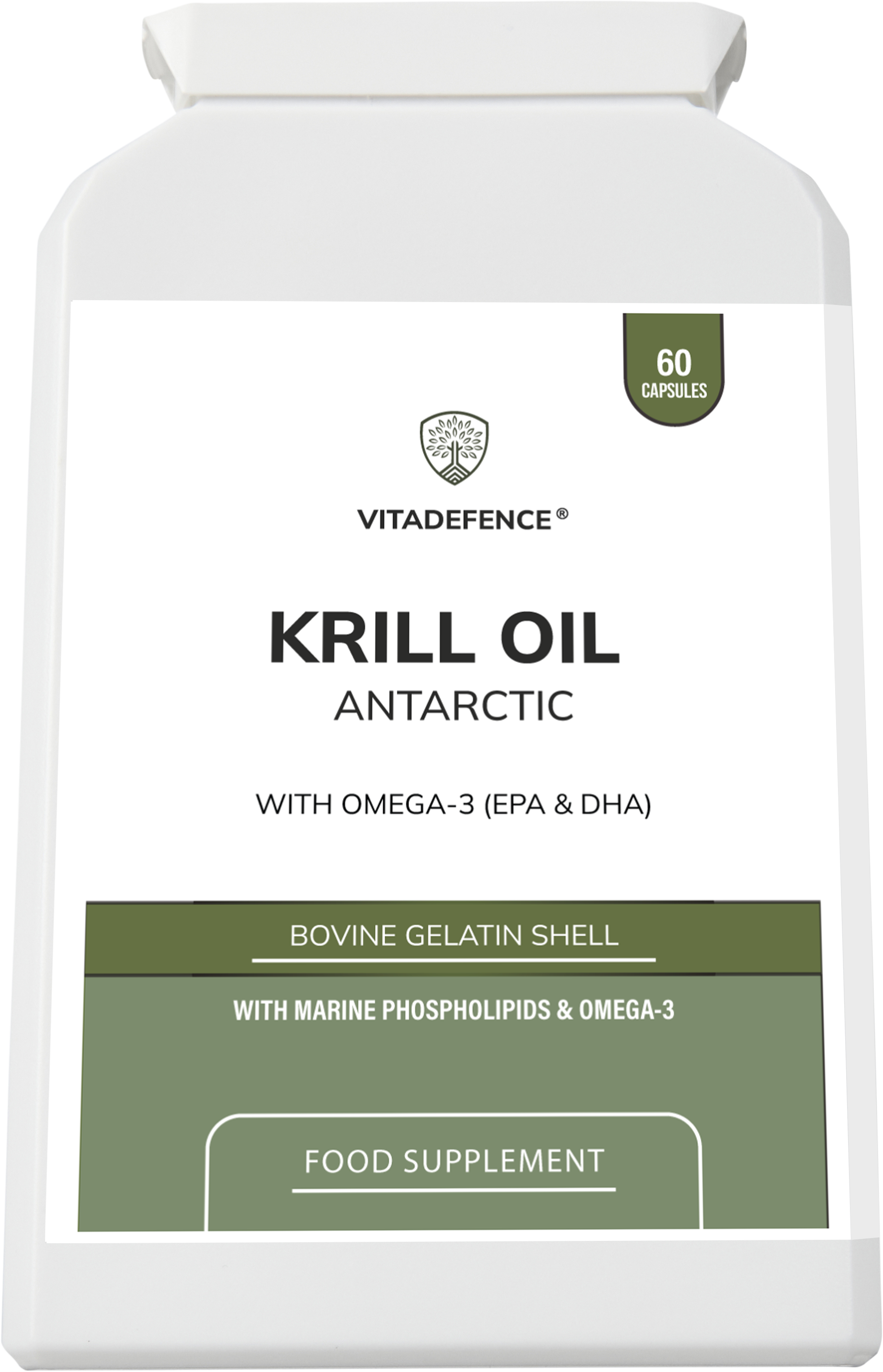 Vitadefence® Krill Oil Antarctic | 500 mg with EPA, DHA & Astaxanthin – 60 Softgels