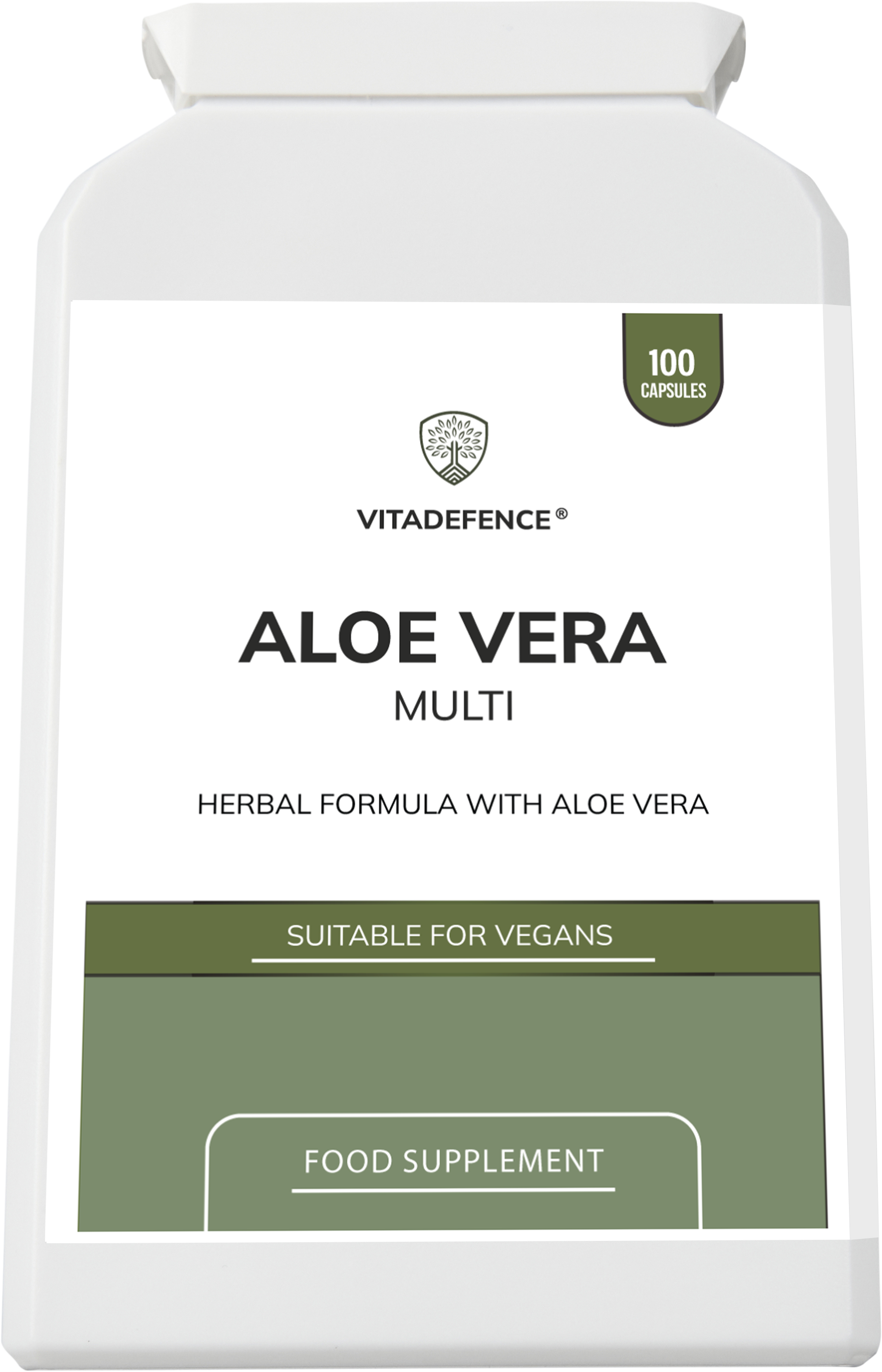 Vitadefence® Aloe Vera Multi | With Rhubarb, Fennel, Ginger & Botanicals – 100 Vegan Capsules