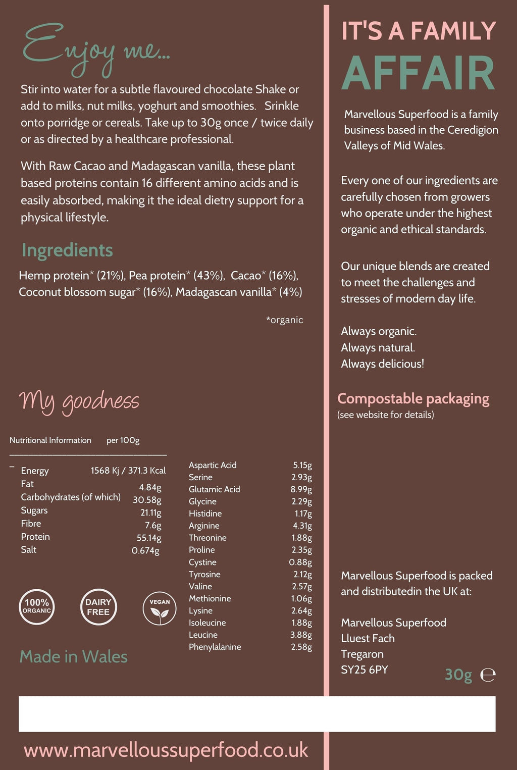 Nutrient Pure Protein powder.