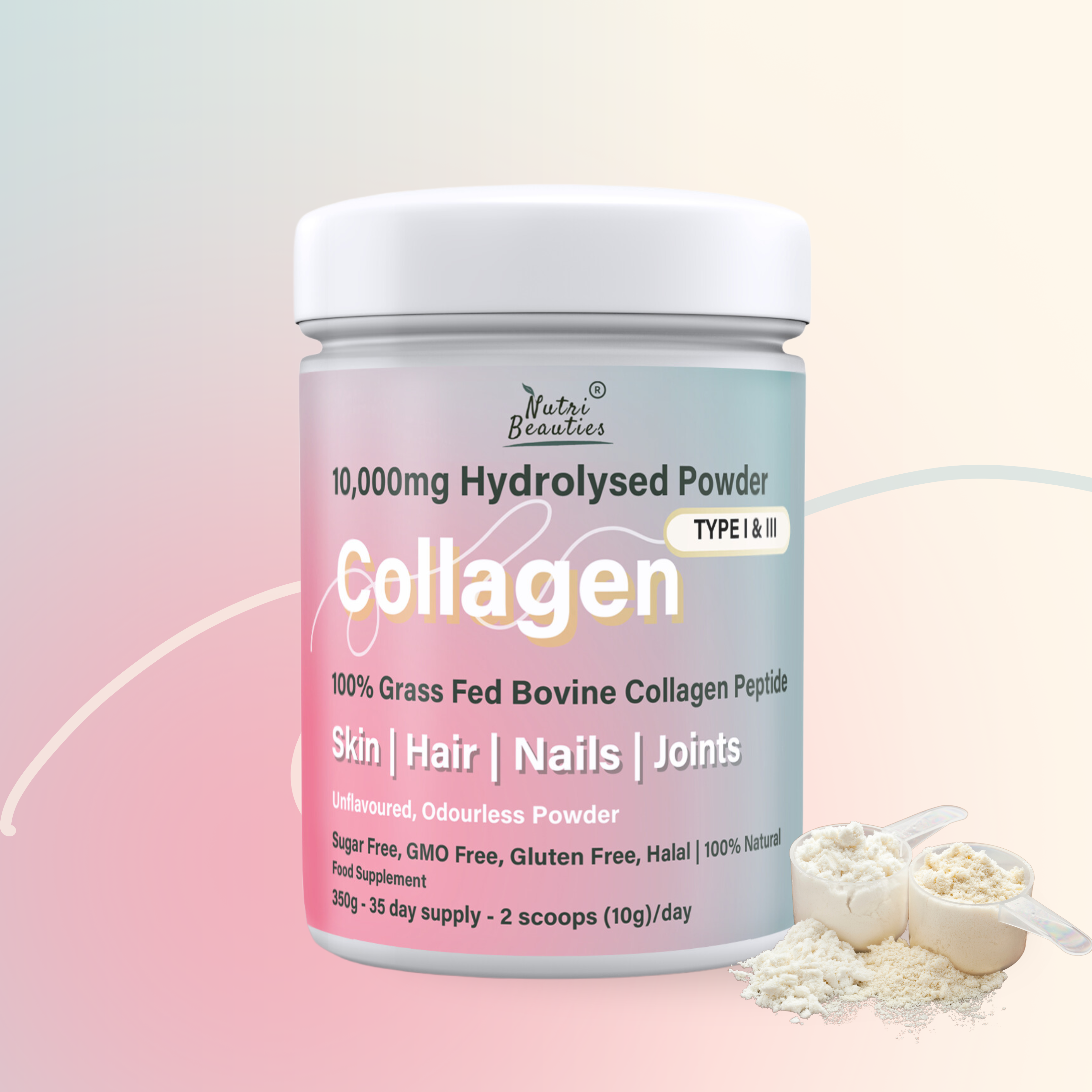 Pure Grass Fed Bovine Collagen Peptides Powder 10,000Mg (NB)