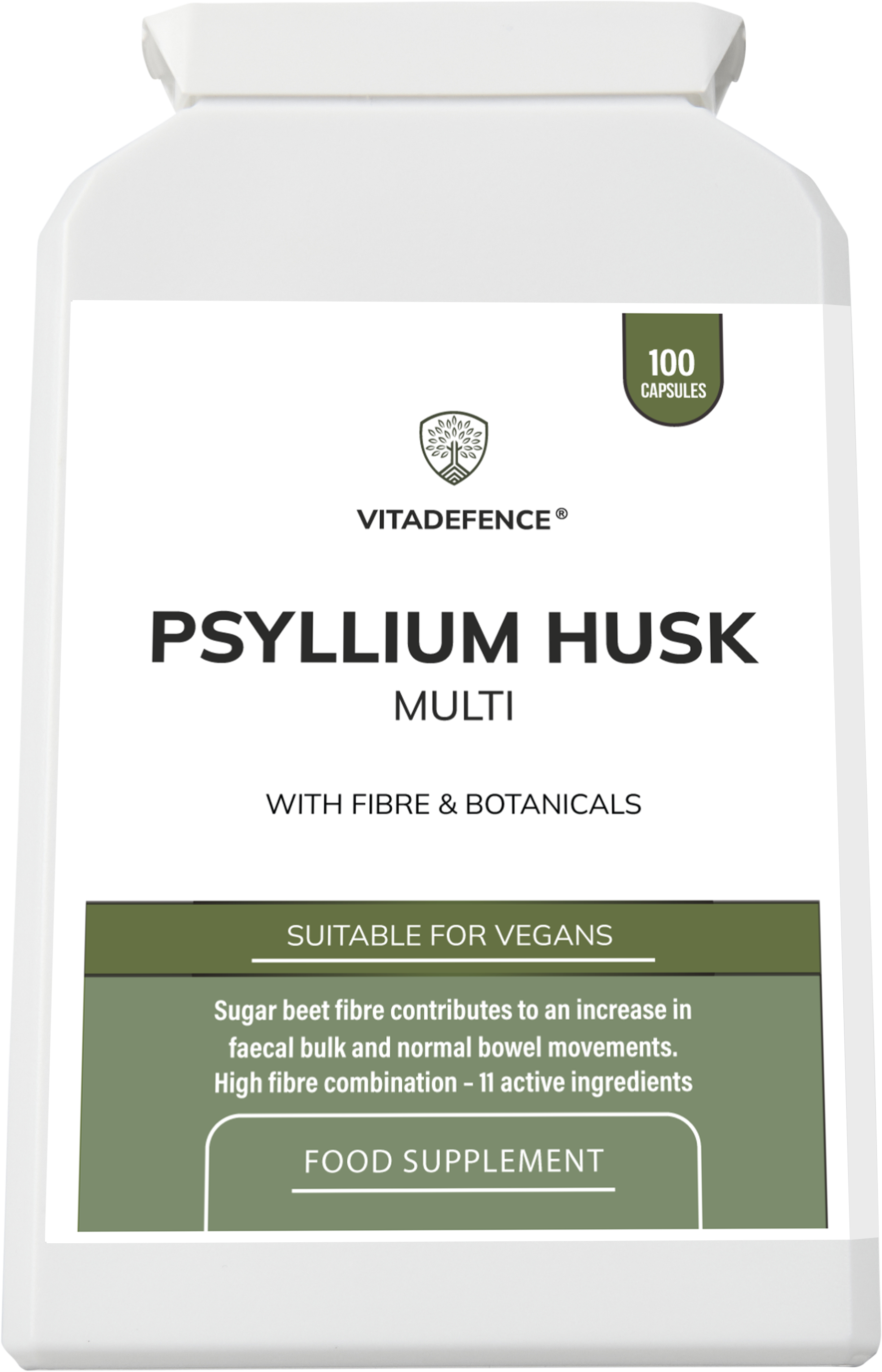 Vitadefence® Psyllium Husk Multi | High-Fibre Botanical Blend – 100 Capsules