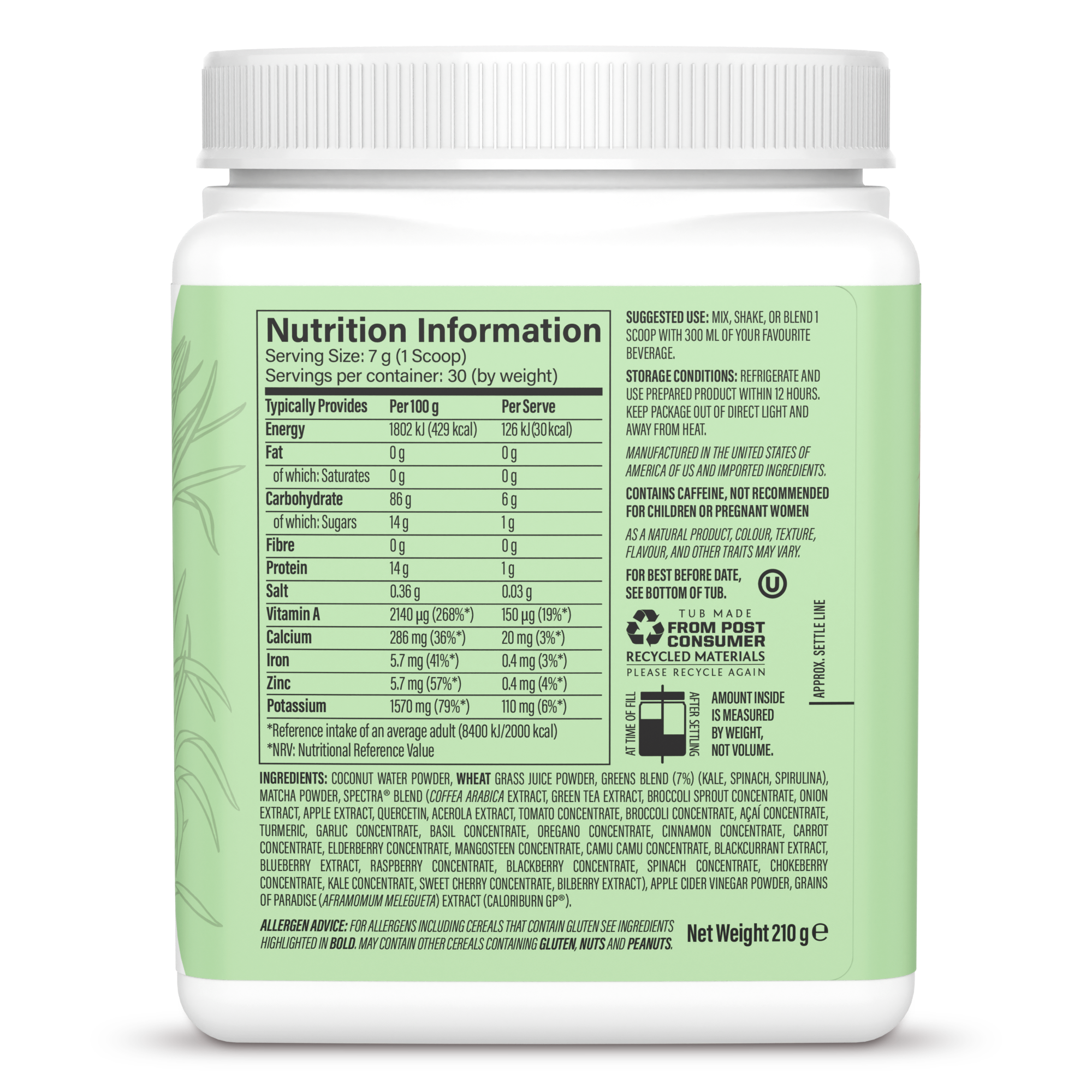 Shape Thermo Greens Unflavoured 30 Servings (210g)