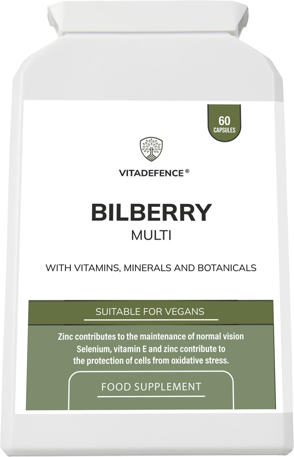 Vitadefence® Bilberry Multi | With Pine Bark, Lutein, Zinc, Selenium & Vitamins – 60 Capsules