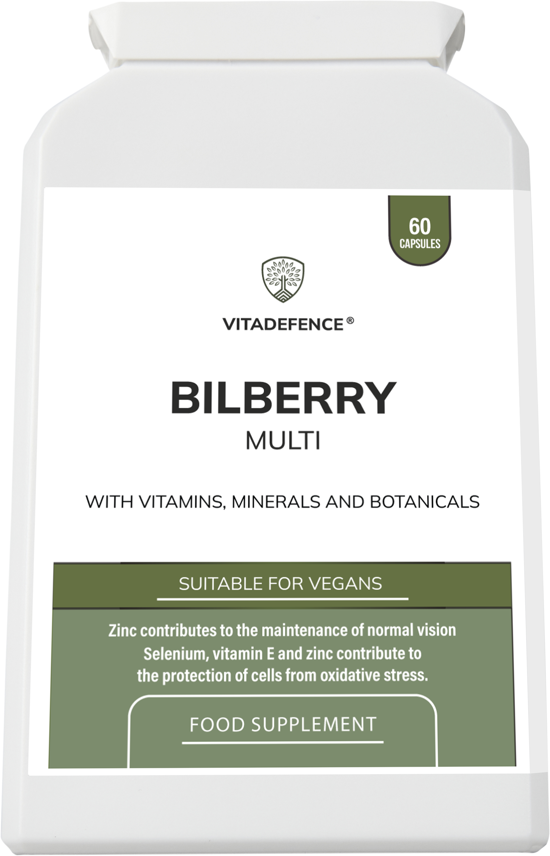 Vitadefence® Bilberry Multi | With Pine Bark, Lutein, Zinc, Selenium & Vitamins – 60 Capsules