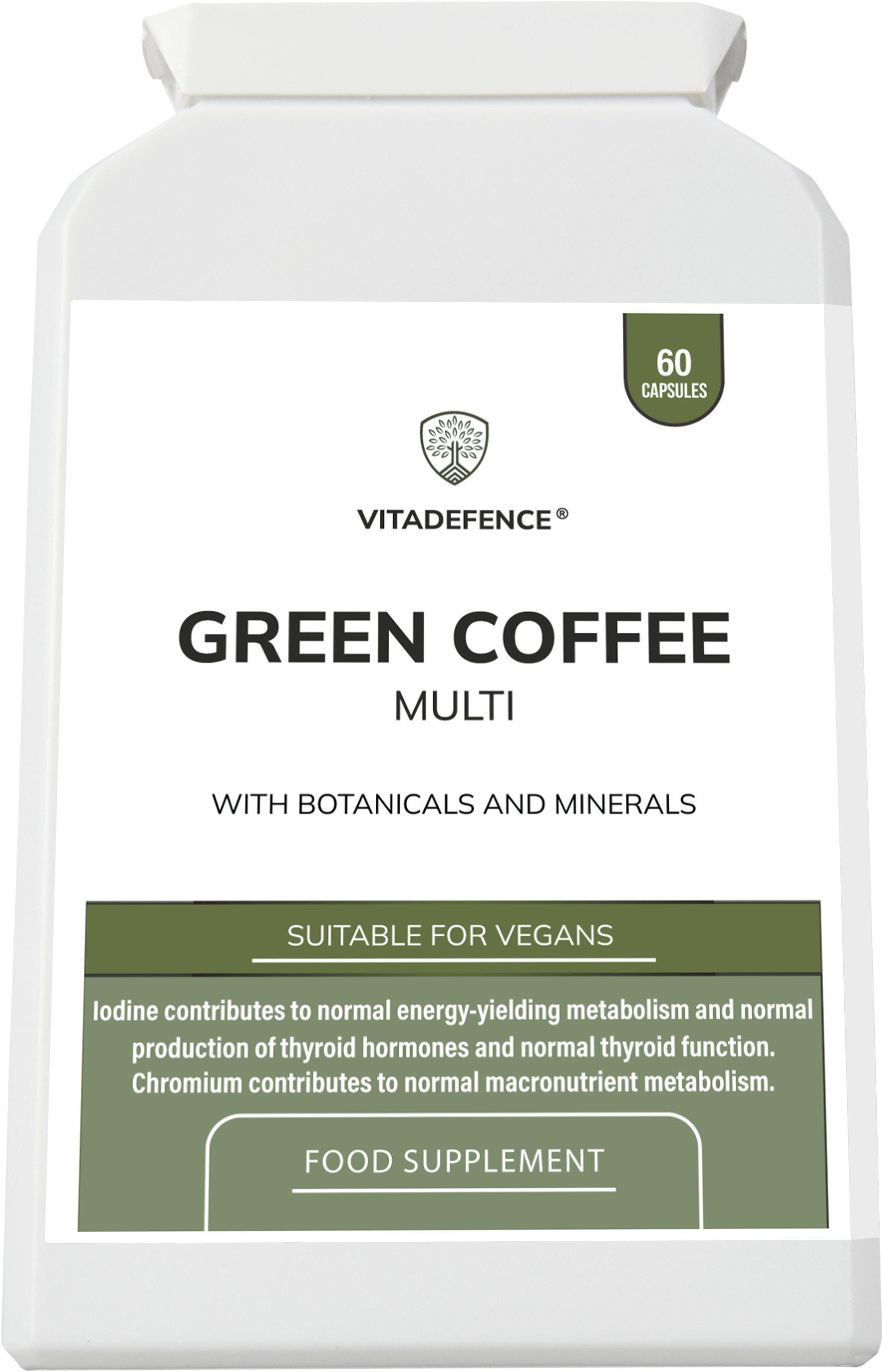 Vitadefence® Green Coffee Multi | With Chromium, Iodine & Botanicals – 60 Vegan Capsules
