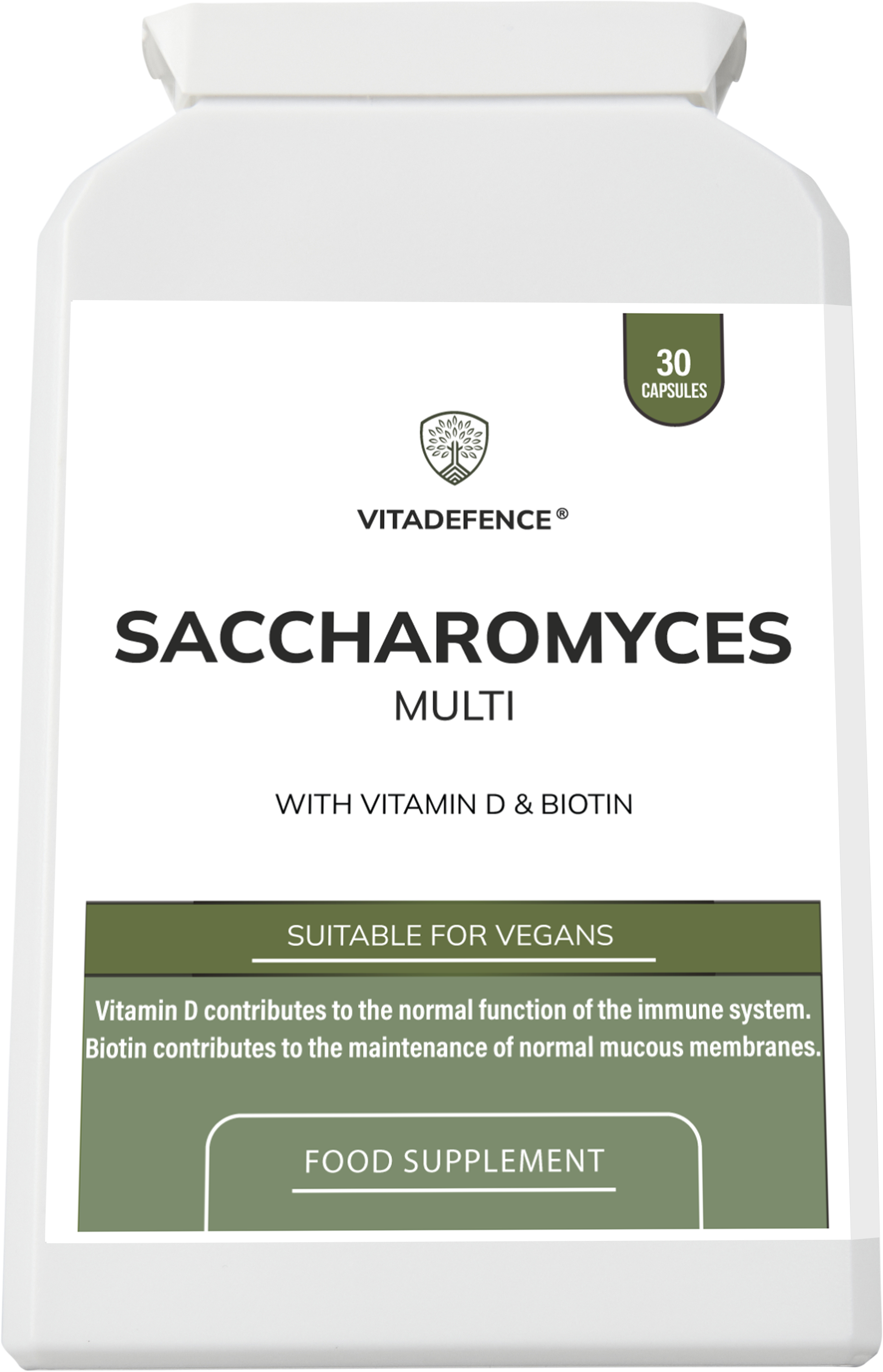 Vitadefence® Saccharomyces Multi | With Vitamin D3, Biotin, Olive Leaf & Bamboo Silica – 30 Capsules