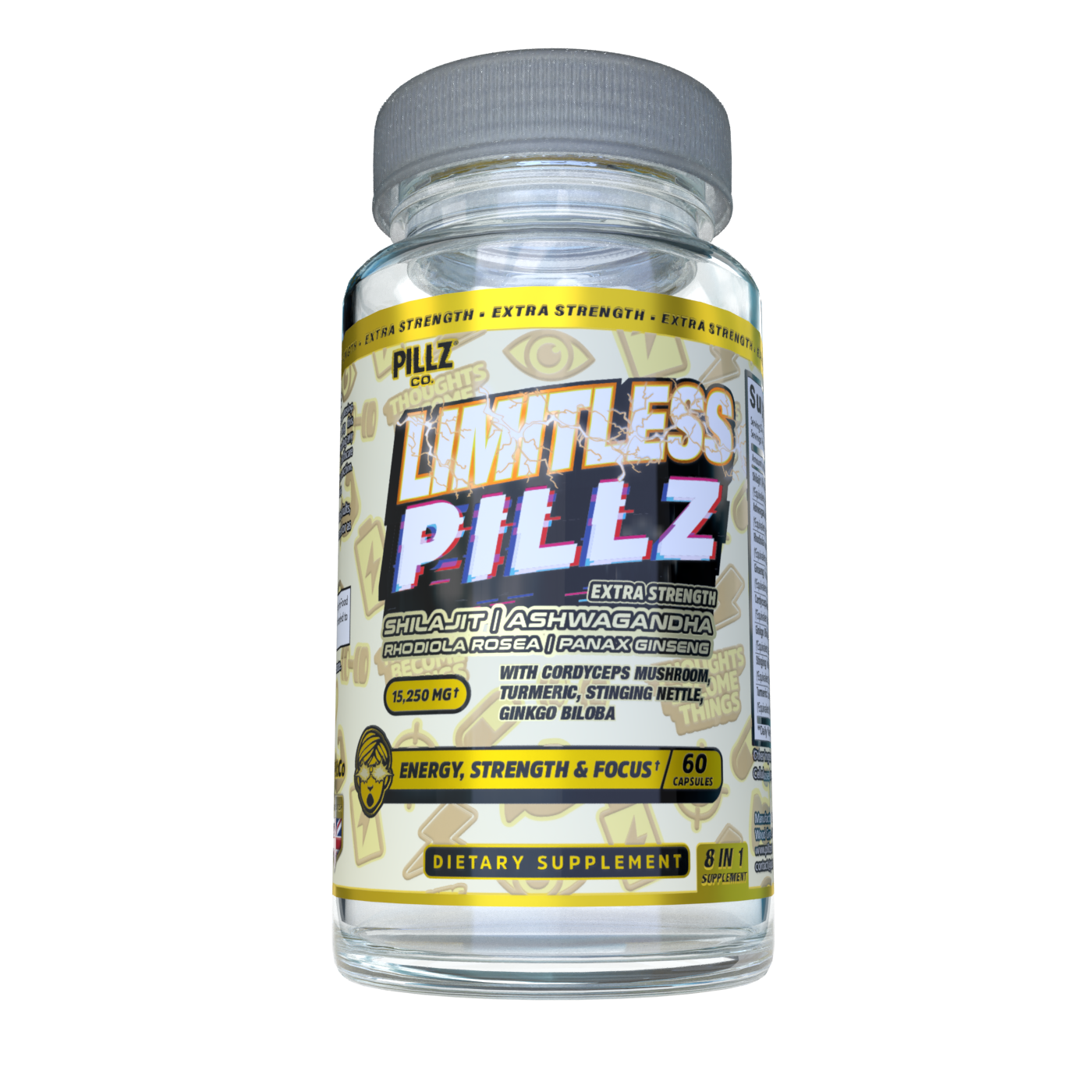 LimitlessPillz™ – 8-in-1 Shilajit Complex with Ashwagandha, Panax Ginseng, Rhodiola, Turmeric, Ginkgo, Nettle & Cordyceps Mushrooms