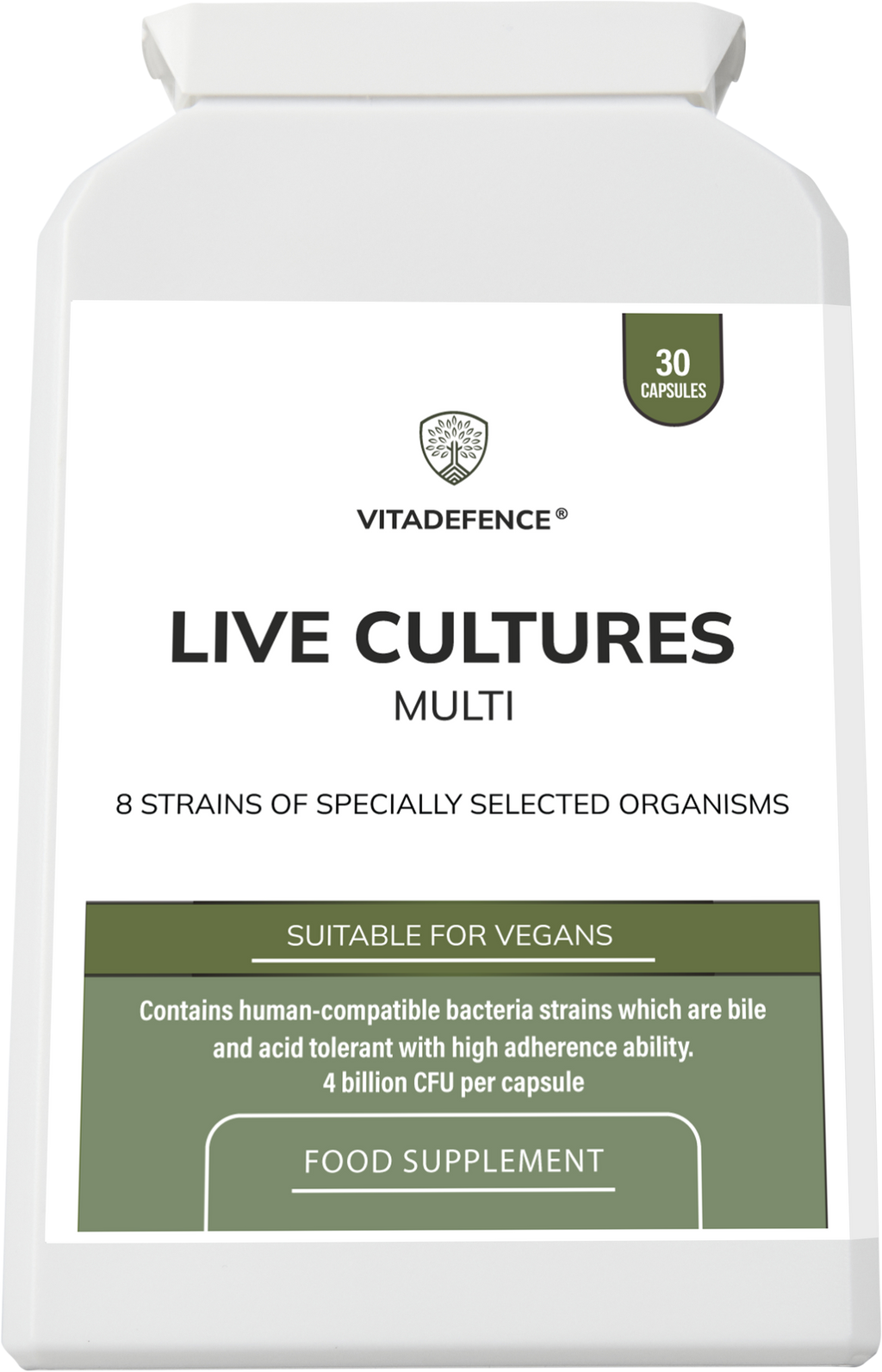 Vitadefence® Live Cultures Multi | 8 Strains, 4 Billion CFU – 30 Capsules