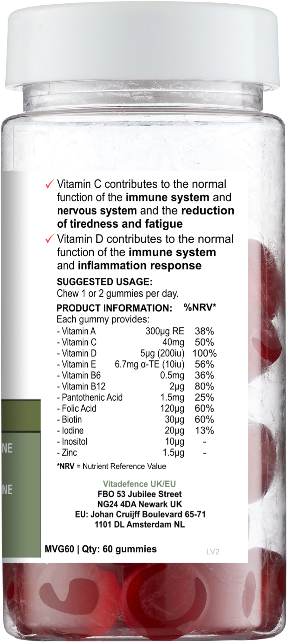 Vitadefence® Multi Gummies – Natural Strawberry Flavour – 60 Gummies
