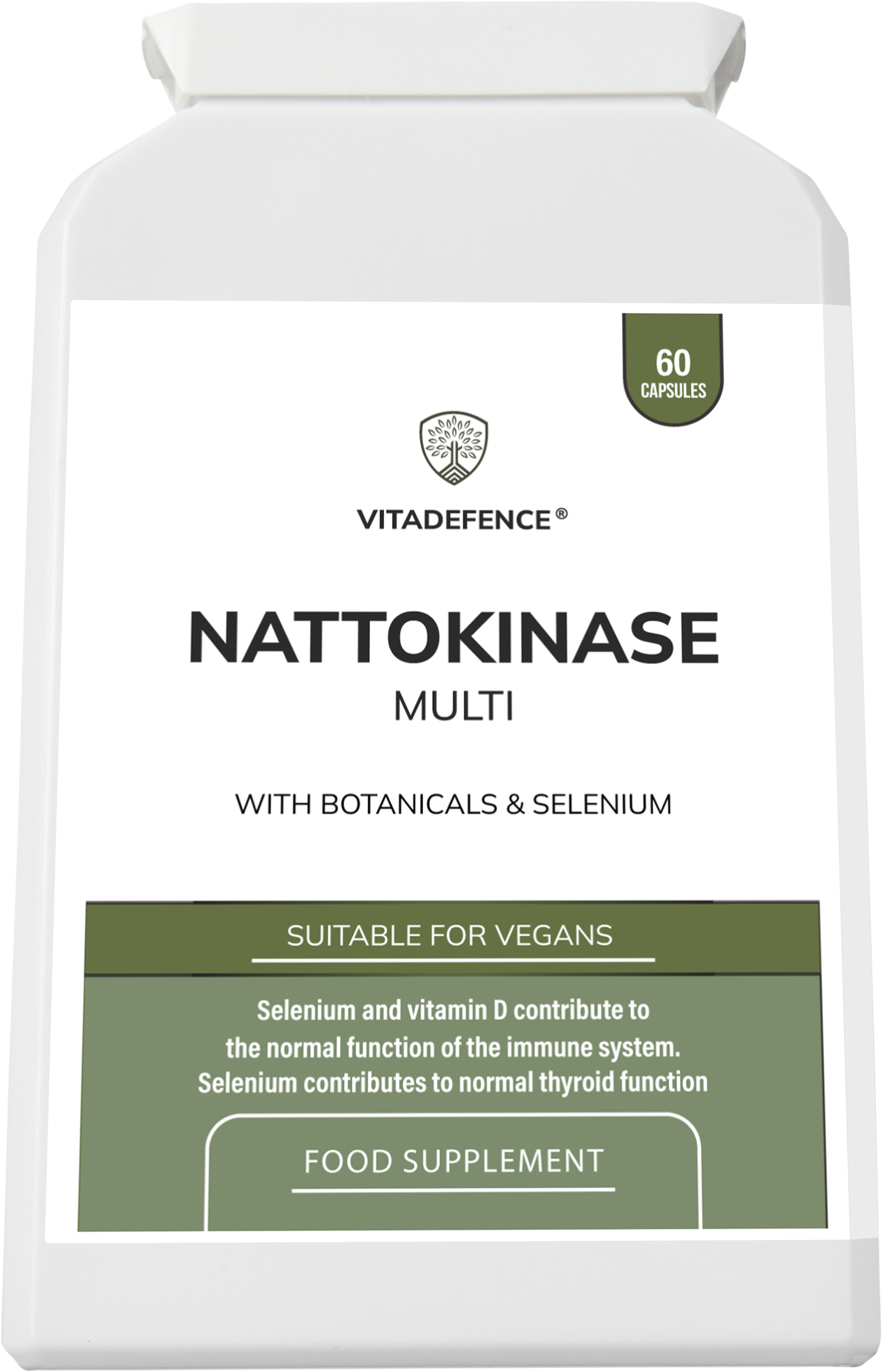 Vitadefence® Nattokinase Multi | With Vitamin D3, Selenium & Botanicals – 60 Capsules