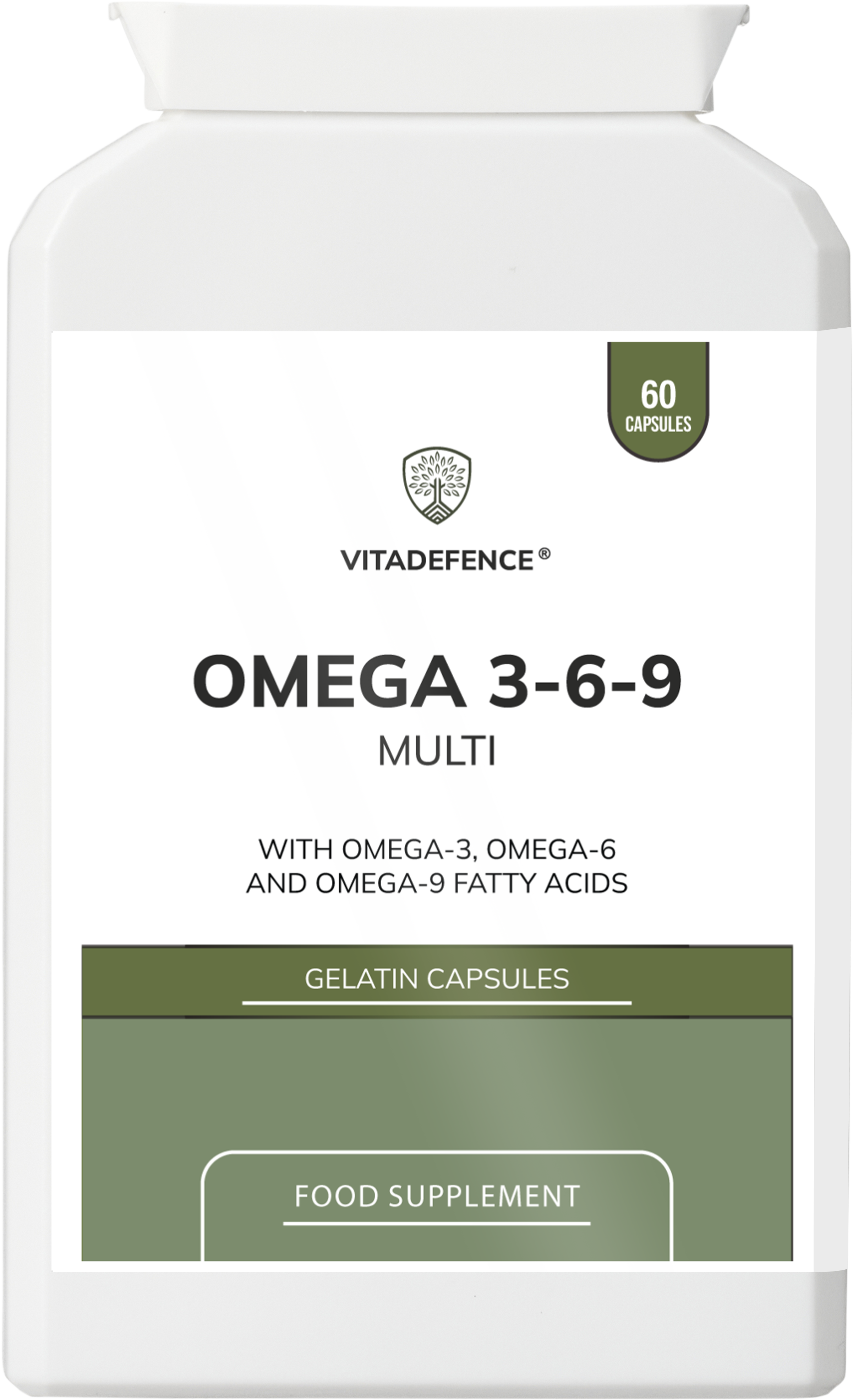 Vitadefence® Omega 3-6-9 Multi | With Fish Oil, Flaxseed, Sunflower Oil & Vitamin E – 60 Gelatin Capsules