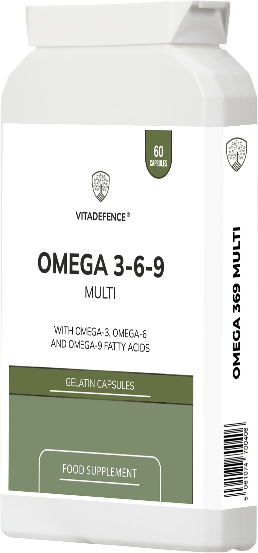 Vitadefence® Omega 3-6-9 Multi | With Fish Oil, Flaxseed, Sunflower Oil & Vitamin E – 60 Gelatin Capsules