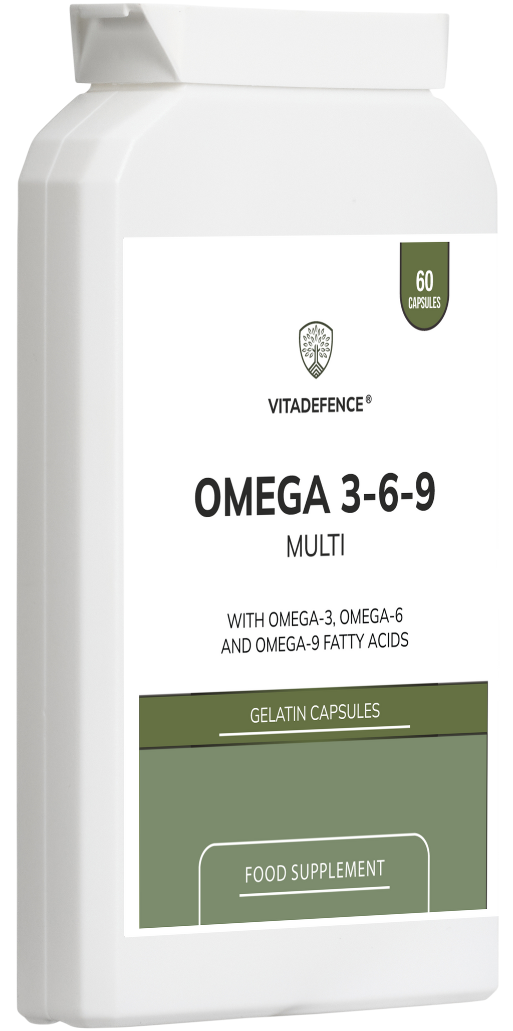 Vitadefence® Omega 3-6-9 Multi | With Fish Oil, Flaxseed, Sunflower Oil & Vitamin E – 60 Gelatin Capsules