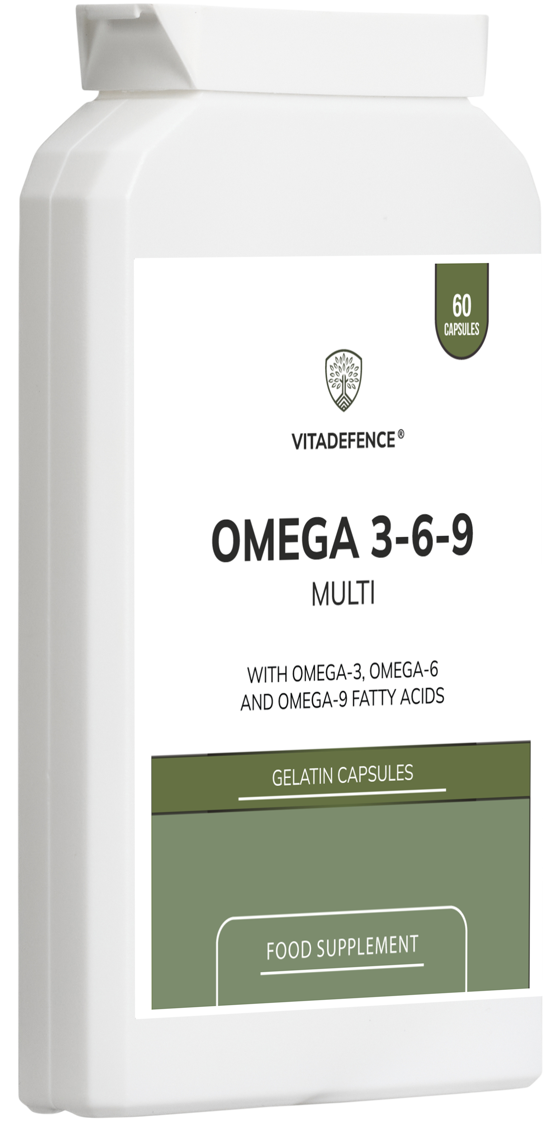 Vitadefence® Omega 3-6-9 Multi | With Fish Oil, Flaxseed, Sunflower Oil & Vitamin E – 60 Gelatin Capsules