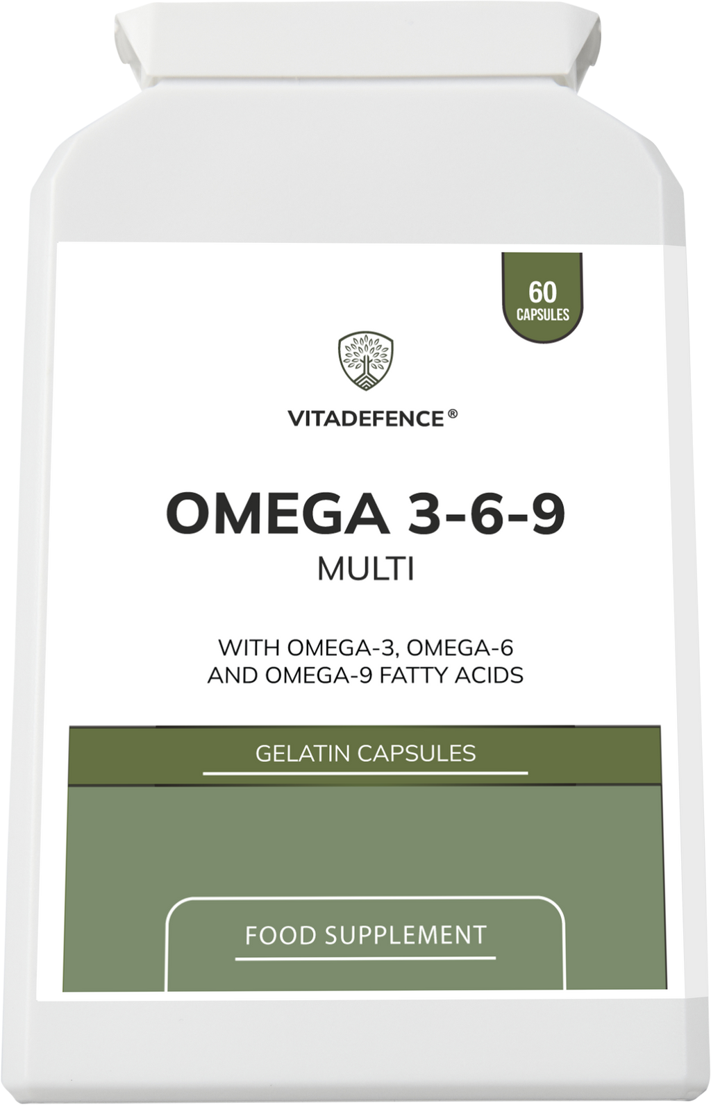 Vitadefence® Omega 3-6-9 Multi | With Fish Oil, Flaxseed, Sunflower Oil & Vitamin E – 60 Gelatin Capsules