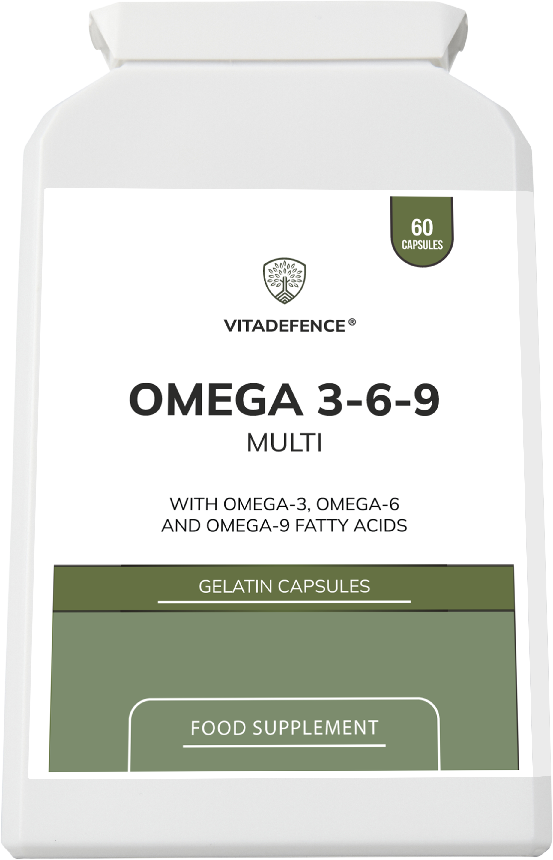 Vitadefence® Omega 3-6-9 Multi | With Fish Oil, Flaxseed, Sunflower Oil & Vitamin E – 60 Gelatin Capsules