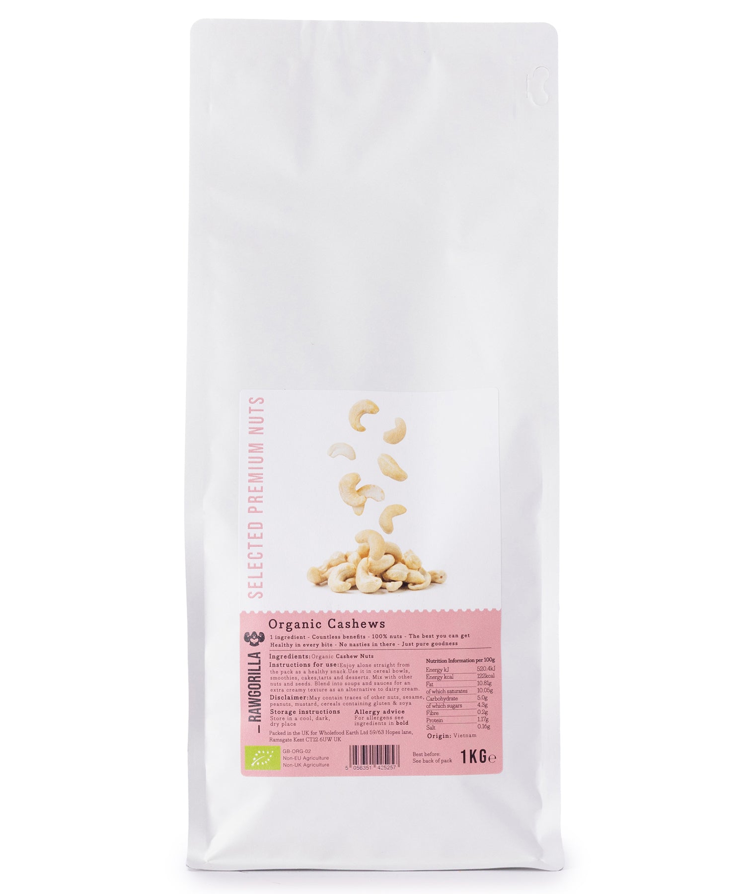 Organic Cashew Nuts - RAWGORILLA - 1kg