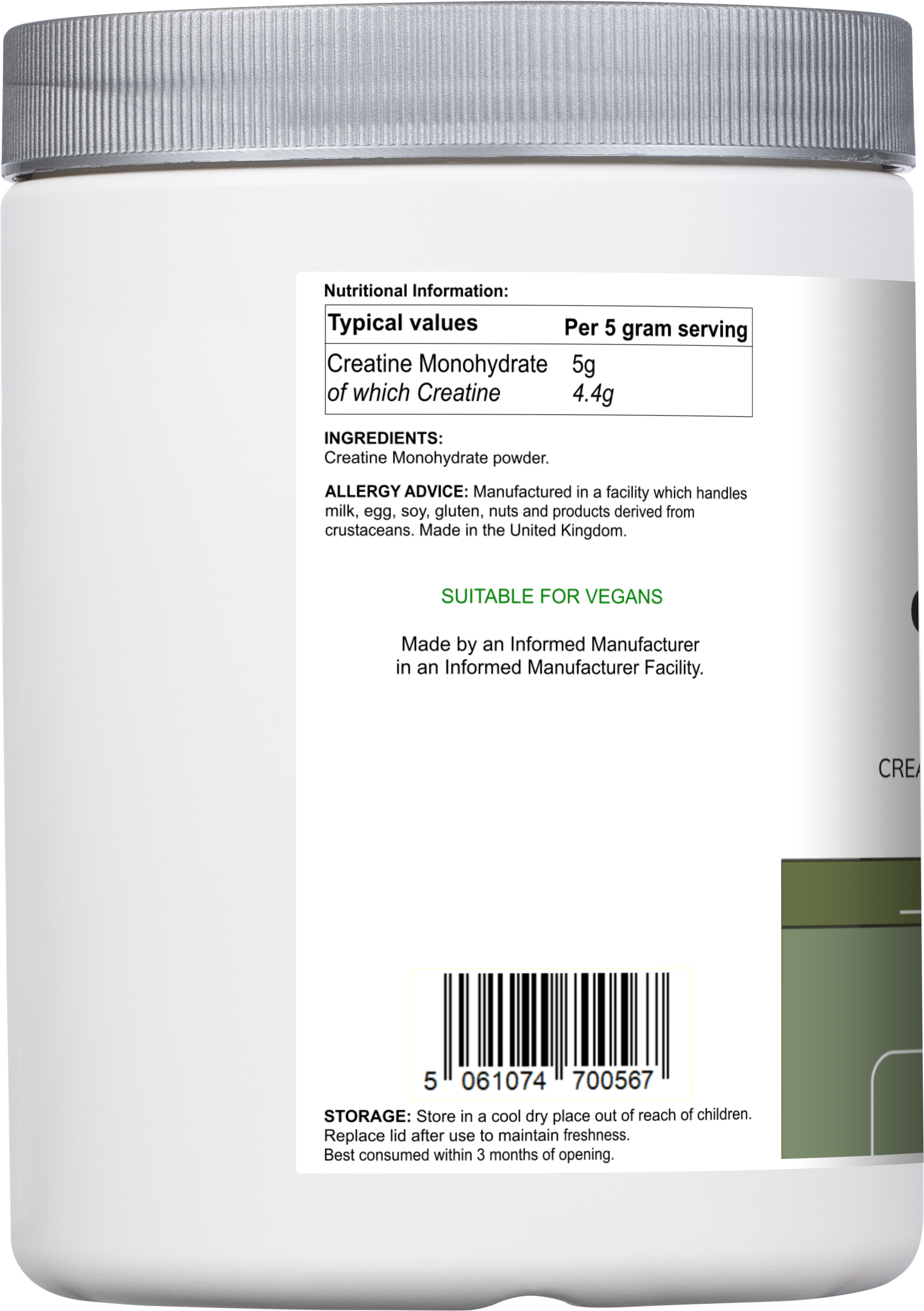 Vitadefence® Creatine Monohydrate | Pure Unflavoured Creatine Powder – 500 g