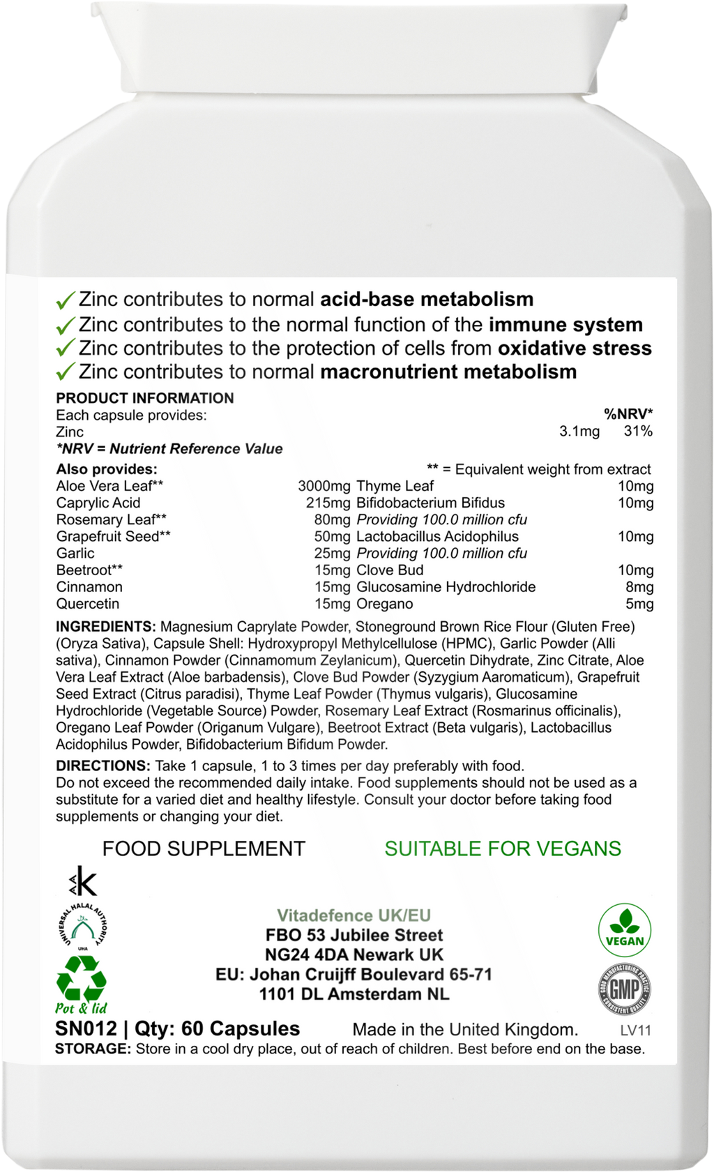 Vitadefence® Botanical Multi | With Grapefruit Seed, Zinc & Minerals – 60 Capsules