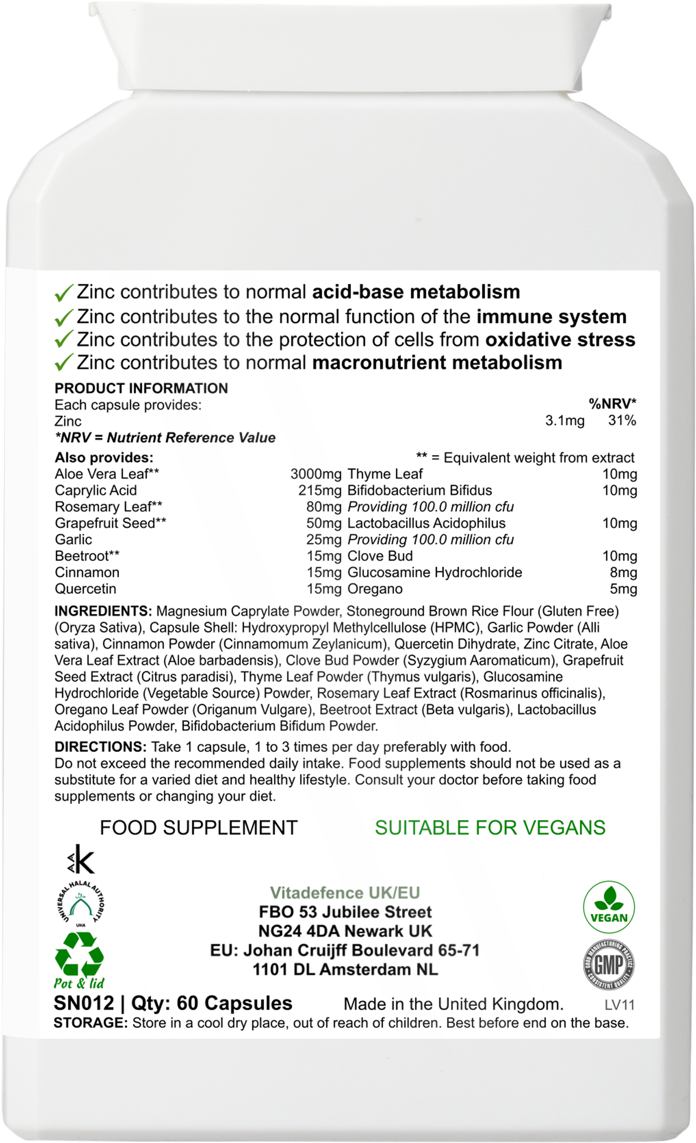 Vitadefence® Botanical Multi | With Grapefruit Seed, Zinc & Minerals – 60 Capsules