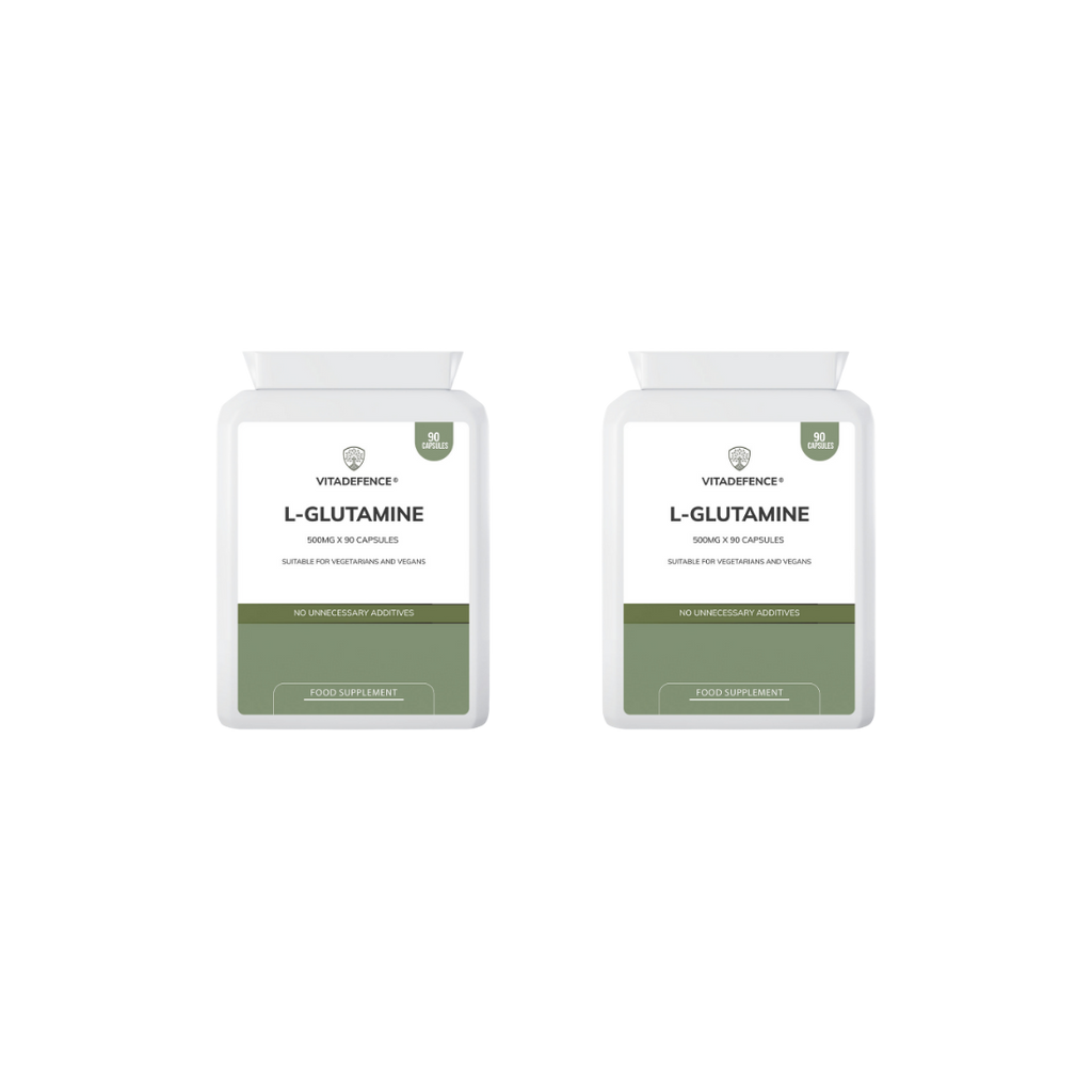 Vitadefence® L-Glutamine 2-Pack | Pure L-Glutamine 500mg – 180 Capsules (2 x 90)