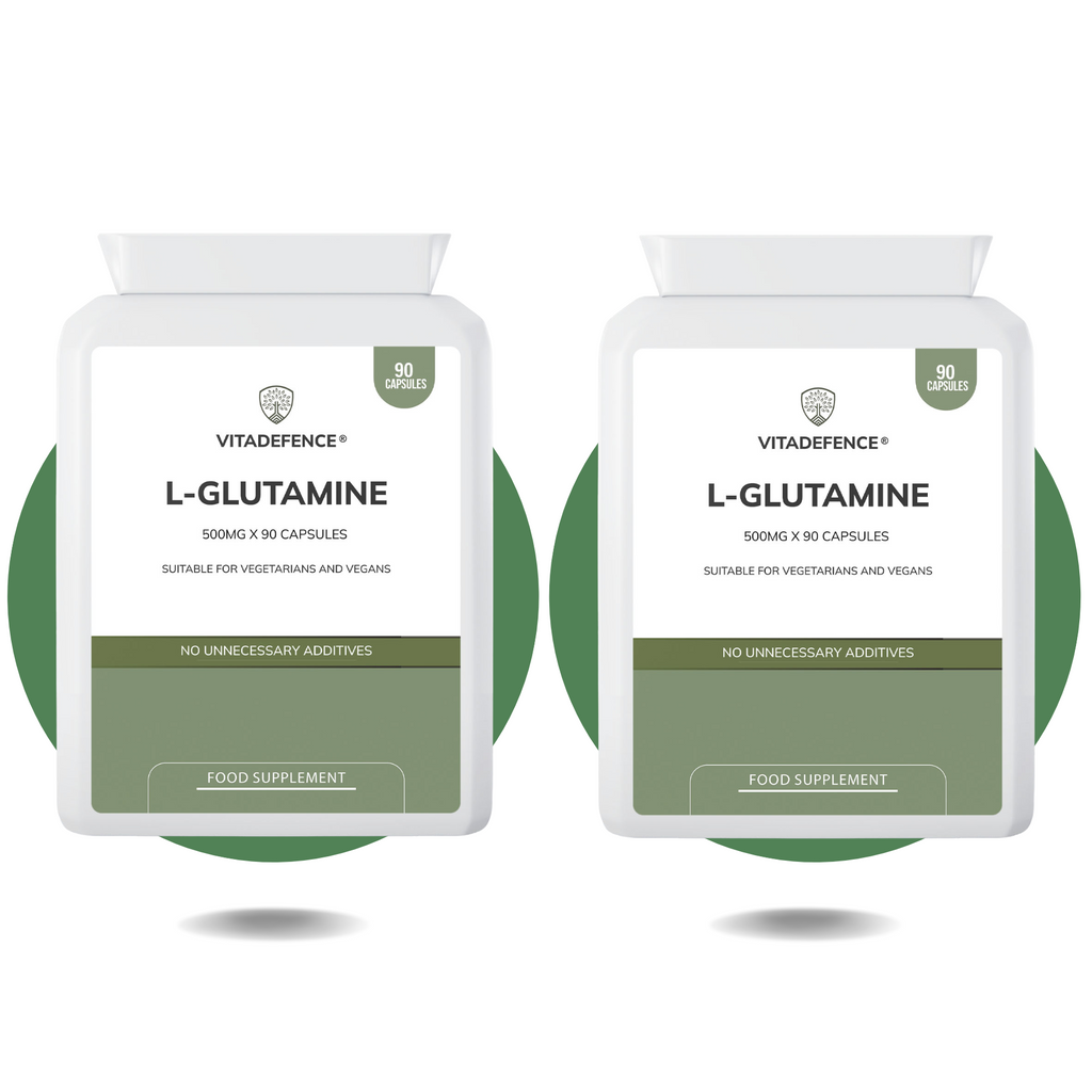 Vitadefence® L-Glutamine 2-Pack | Pure L-Glutamine 500mg – 180 Capsules (2 x 90)