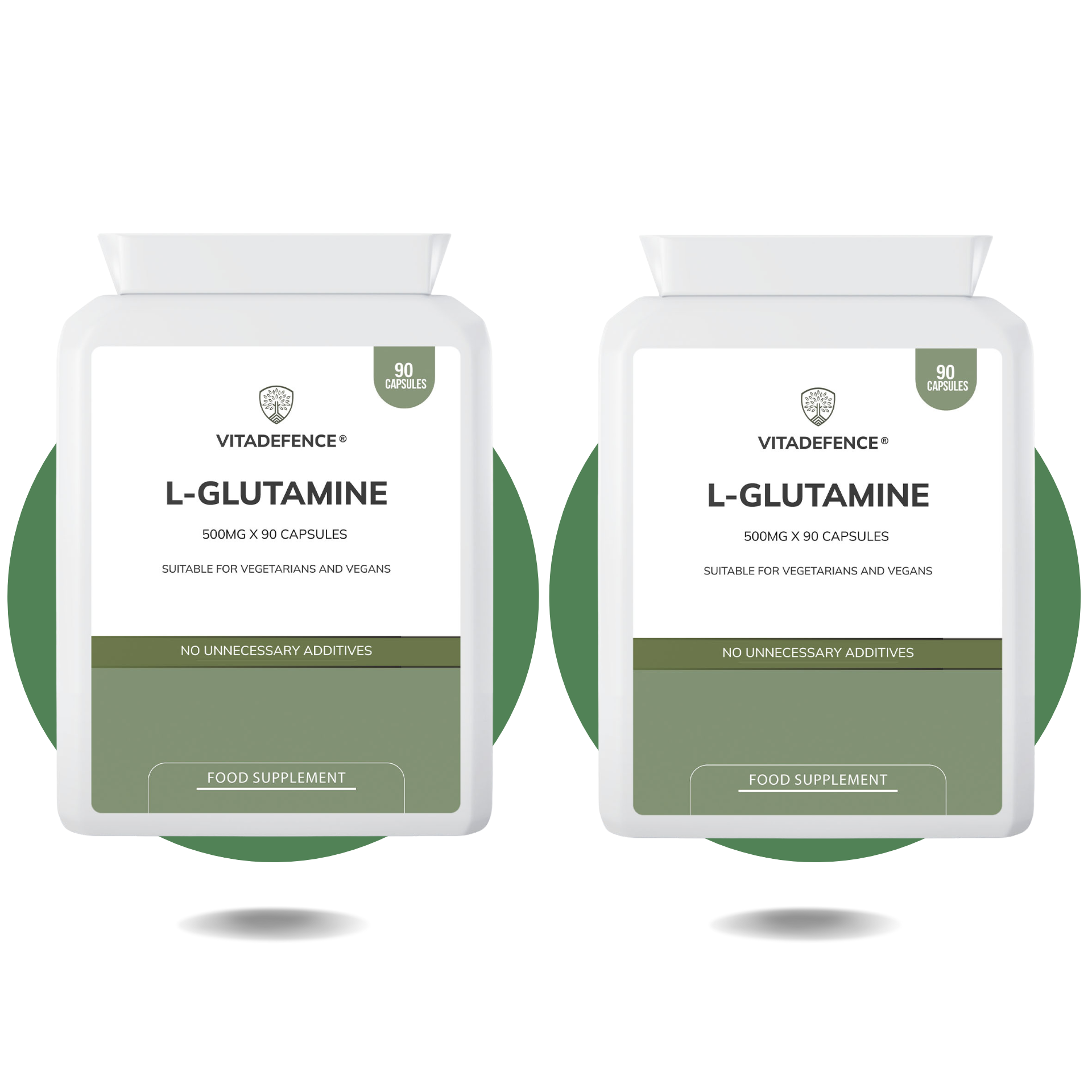 Vitadefence® L-Glutamine 2-Pack | Pure L-Glutamine 500mg – 180 Capsules (2 x 90)