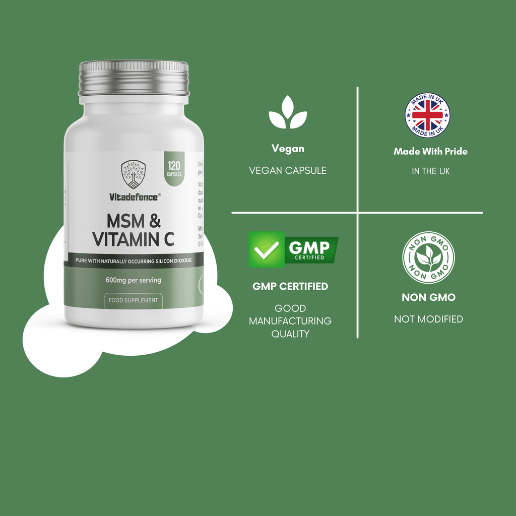 Vitadefence® MSM + Vitamin C | Vegan Capsules – 120 Count