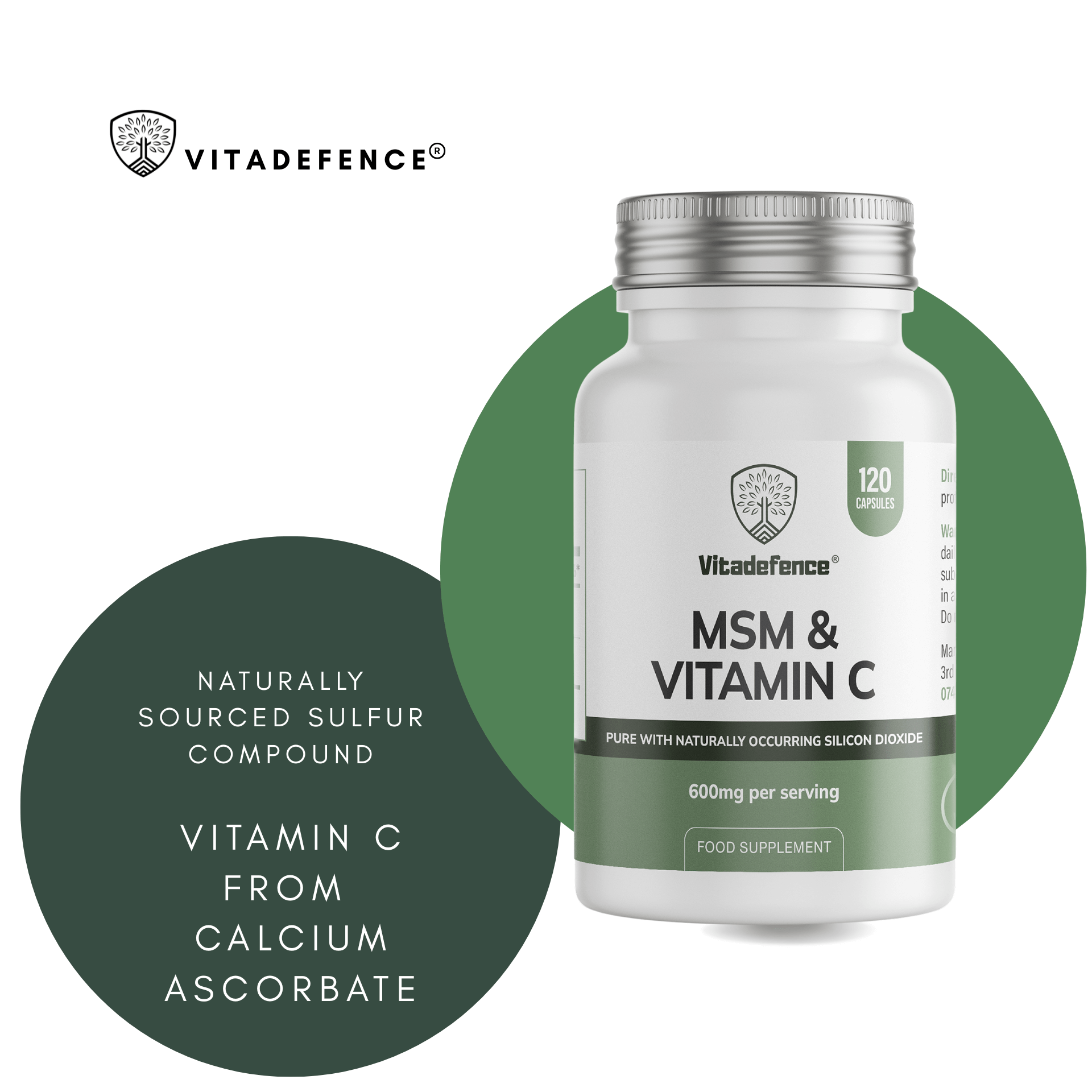 Vitadefence® MSM + Vitamin C | Vegan Capsules – 120 Count