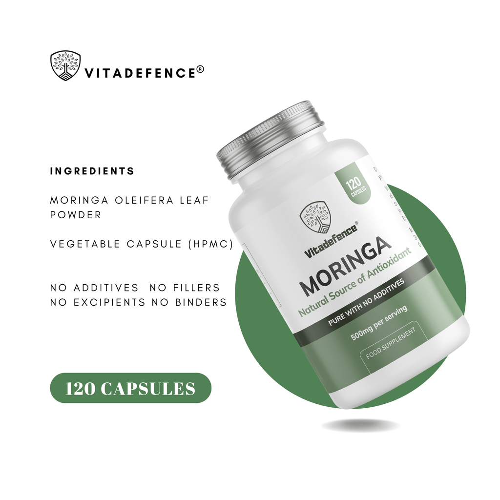 Vitadefence® Moringa Oleifera | 500 mg Vegan Capsules – 120 Count