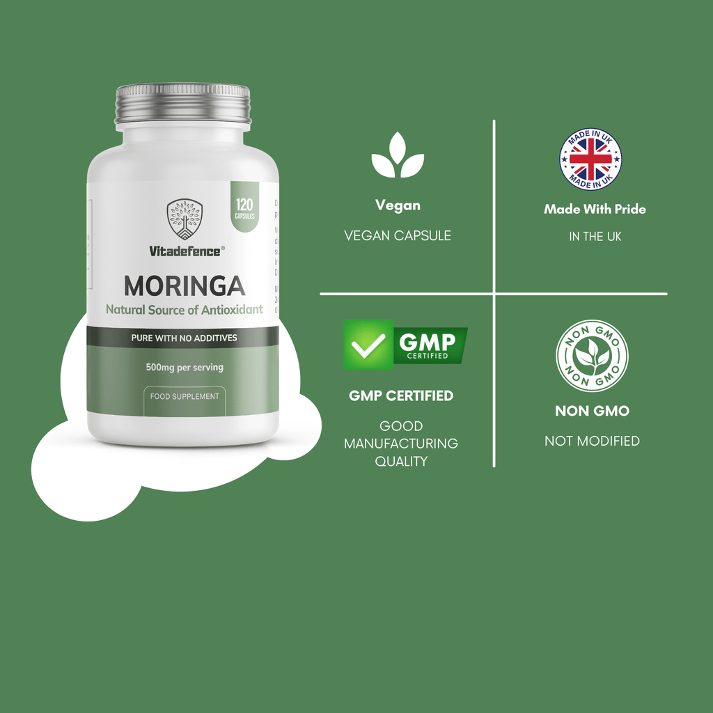 Vitadefence® Moringa Oleifera | 500 mg Vegan Capsules – 120 Count