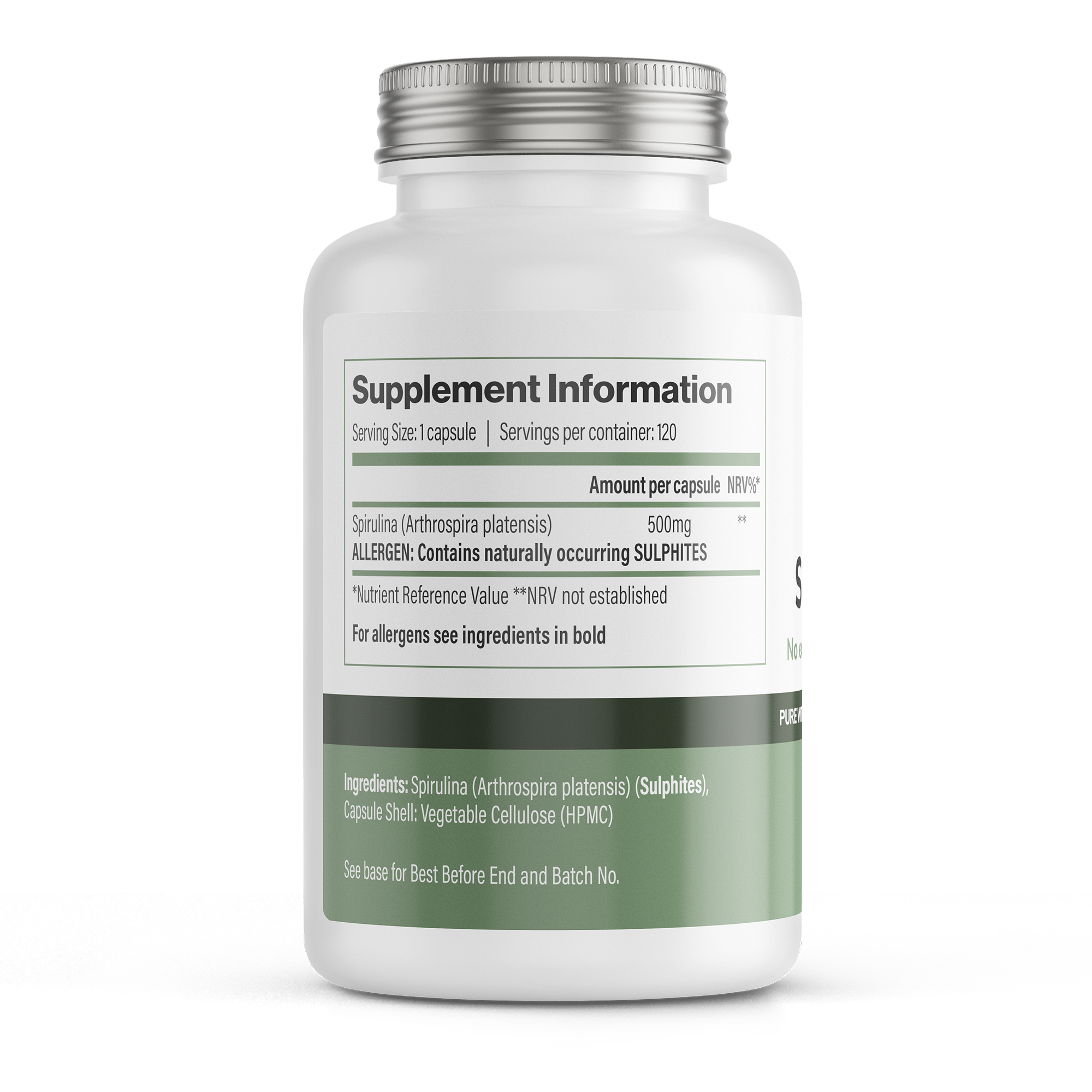 Vitadefence® Spirulina | 500 mg Vegan Capsules – 120 Count