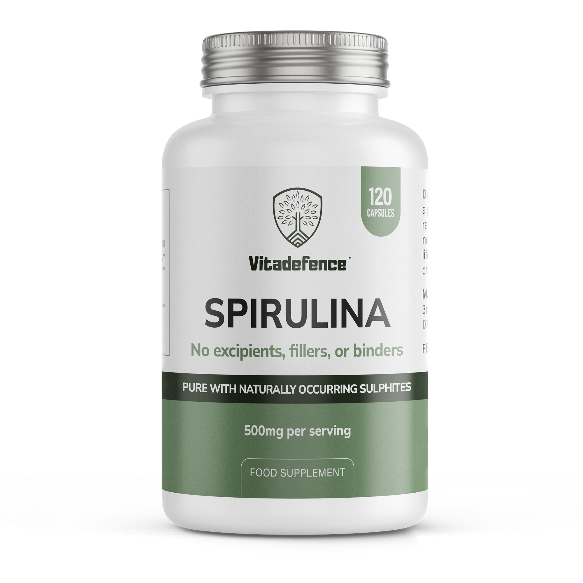 Vitadefence® Spirulina | 500 mg Vegan Capsules – 120 Count