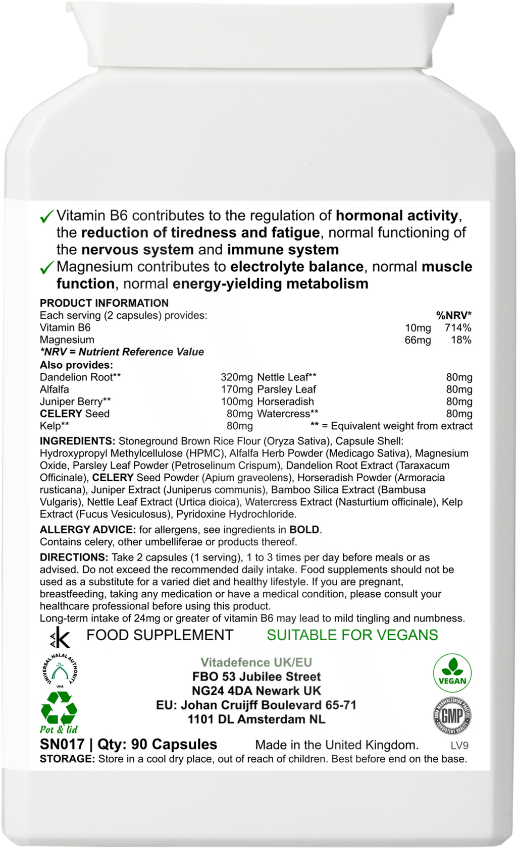 Vitadefence® Dandelion Multi | With Vitamin B6, Magnesium & Botanicals – 90 Capsules