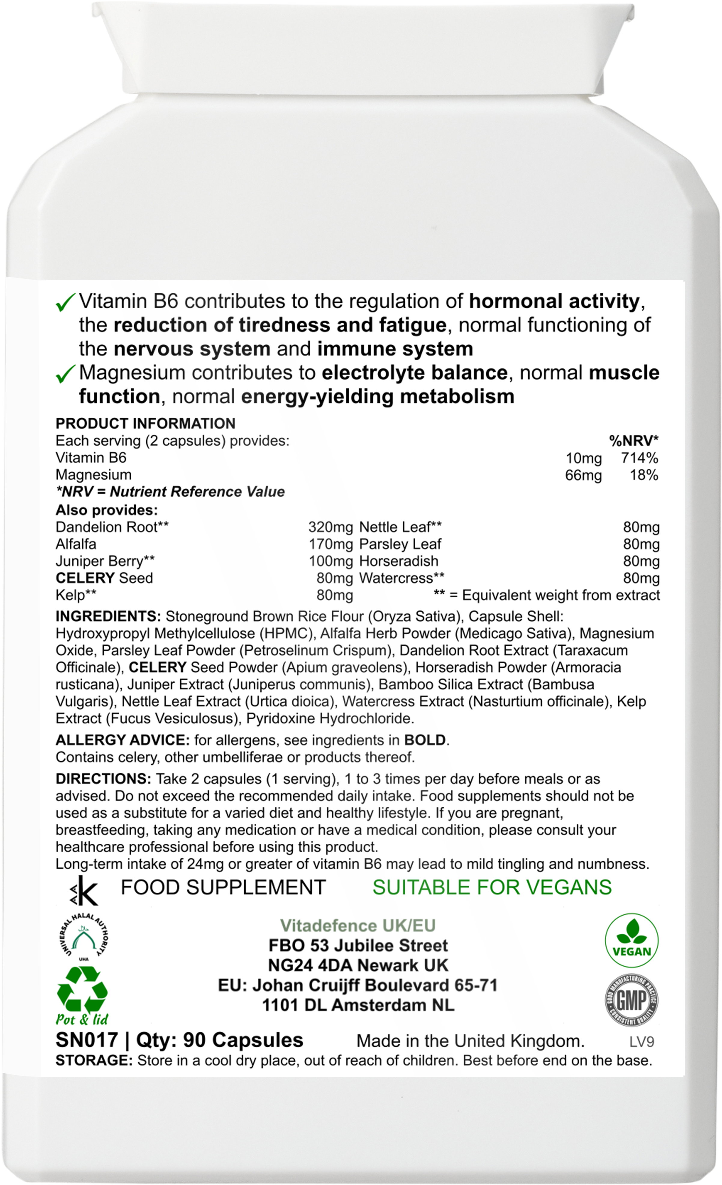 Vitadefence® Dandelion Multi | With Vitamin B6, Magnesium & Botanicals – 90 Capsules