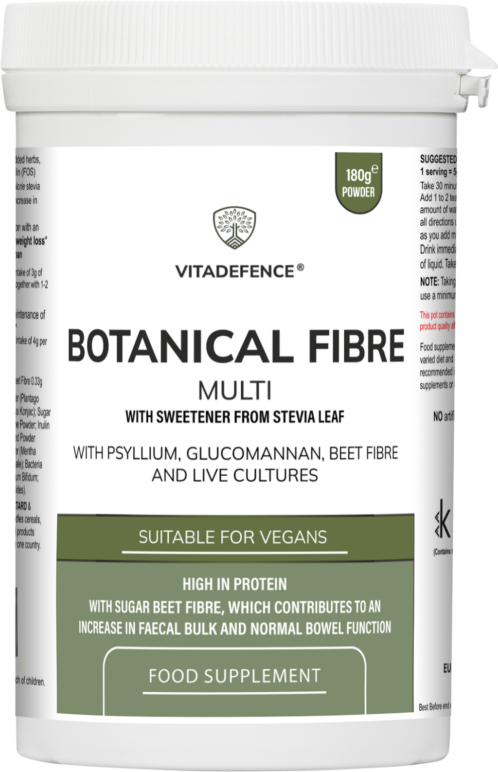 Vitadefence® Botanical Fibre Multi | Fibre & Plant Blend with Glucomannan & Live Cultures – 300 g