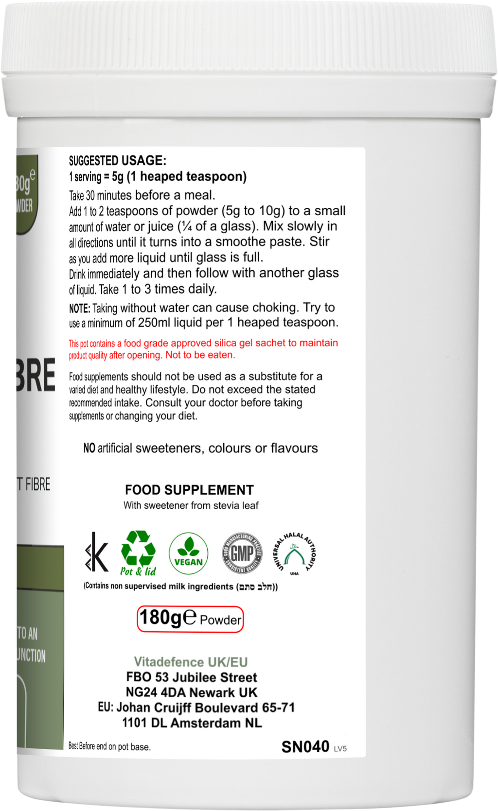 Vitadefence® Botanical Fibre Multi | Fibre & Plant Blend with Glucomannan & Live Cultures – 300 g