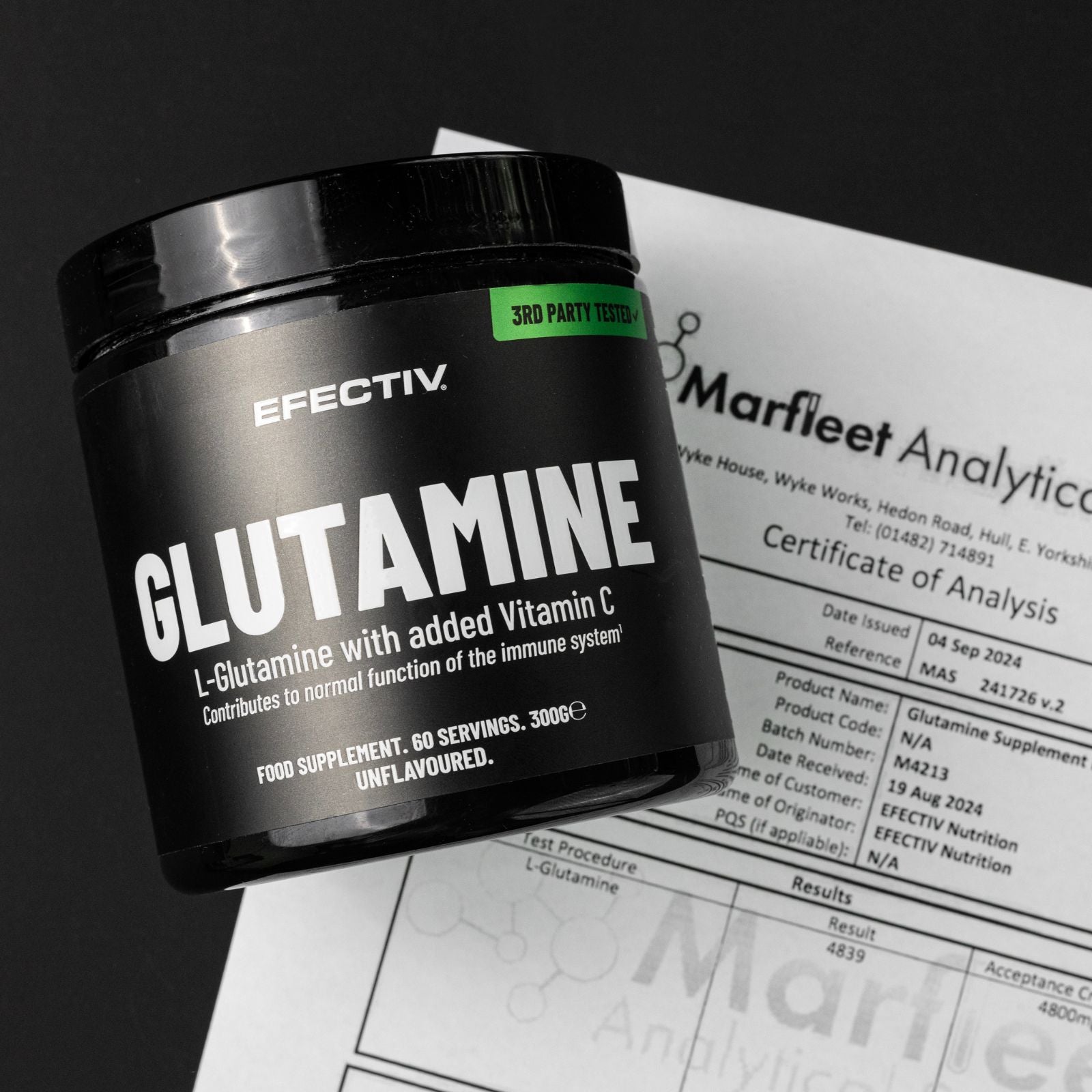 Efectiv Nutrition L-Glutamine + Vit C 300g
