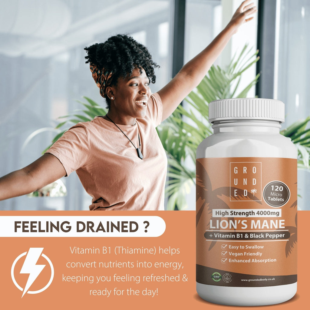 Grounded Lion’s Mane 4000mg Tablets – Natural Brain & Focus Support