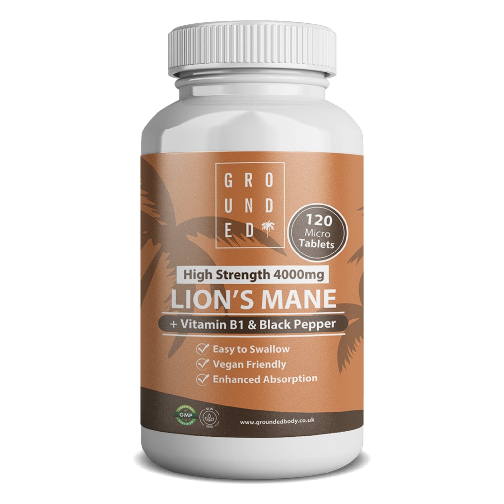 Grounded Lion’s Mane 4000mg Tablets – Natural Brain & Focus Support