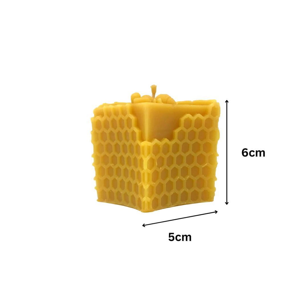 Bee Happy Cube Candle with Bee - Pure Beeswax Candle