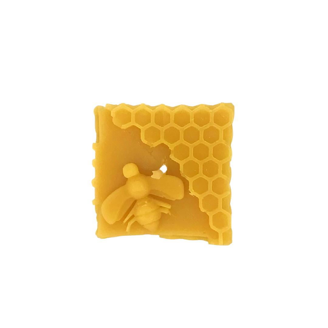 Bee Happy Cube Candle with Bee - Pure Beeswax Candle