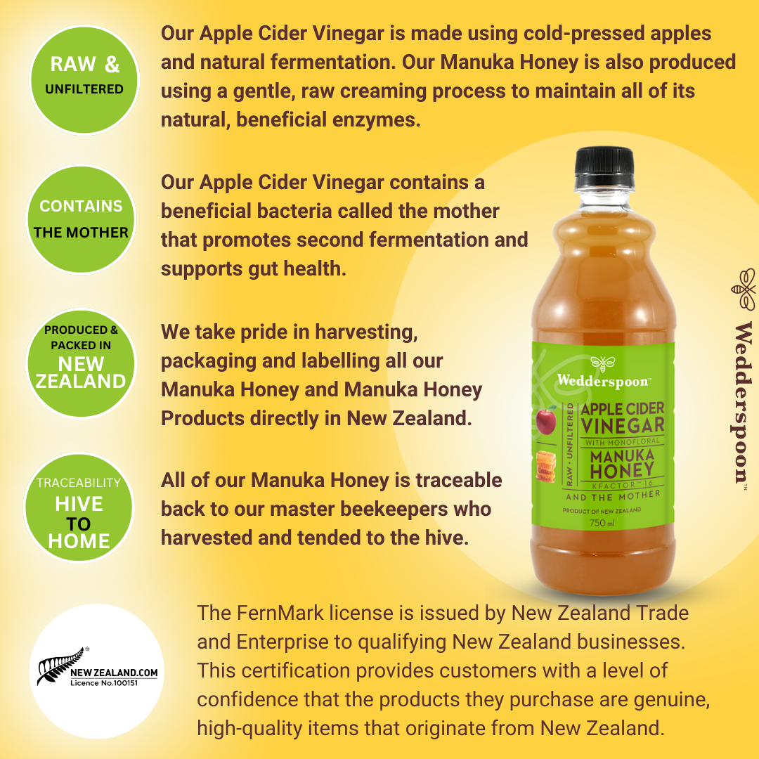 Wedderspoon Apple Cider Vinegar with Manuka Honey 750ml