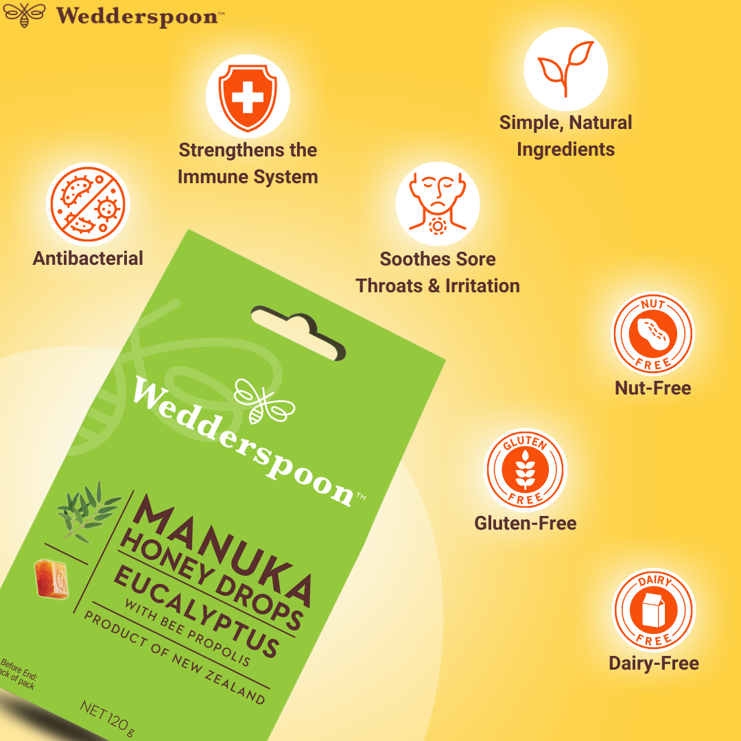 Wedderspoon Manuka Honey Drops Eucalyptus Drops